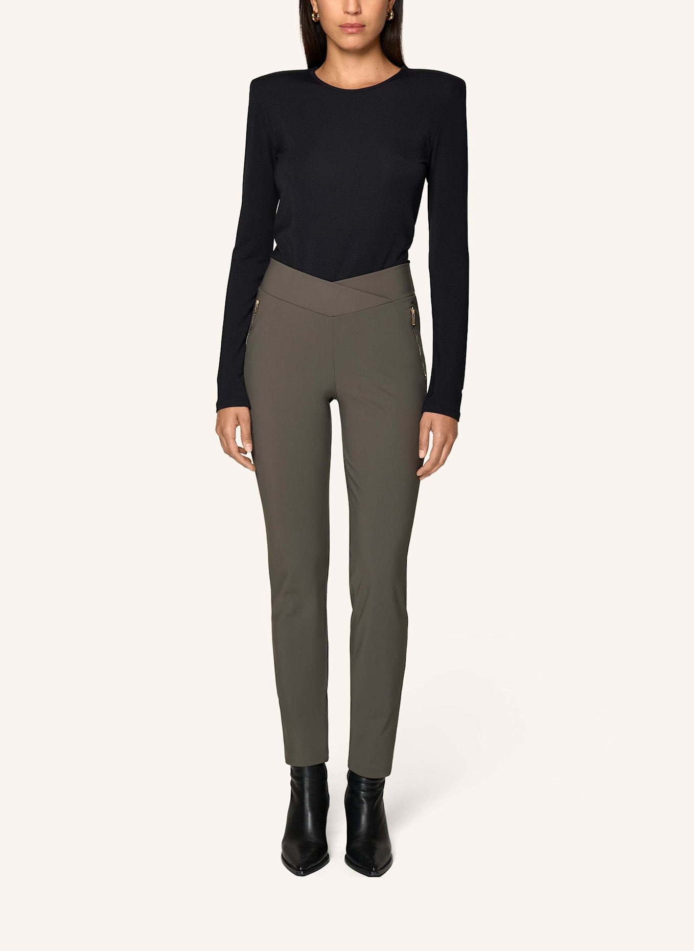 INA KESS Hose LIV STRETCH PANTS: GRÜN/ GRAU