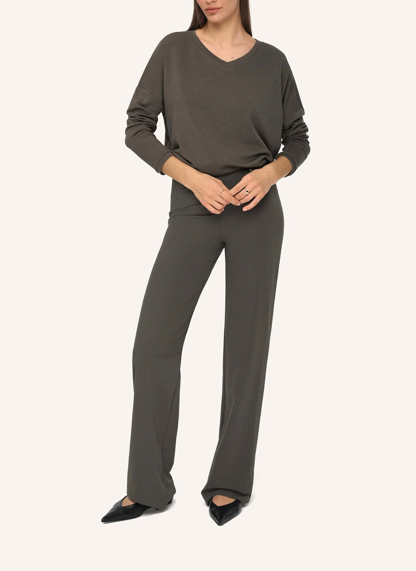 INA KESS Pullover CAROU SWEATER: GRÜN/ GRAU