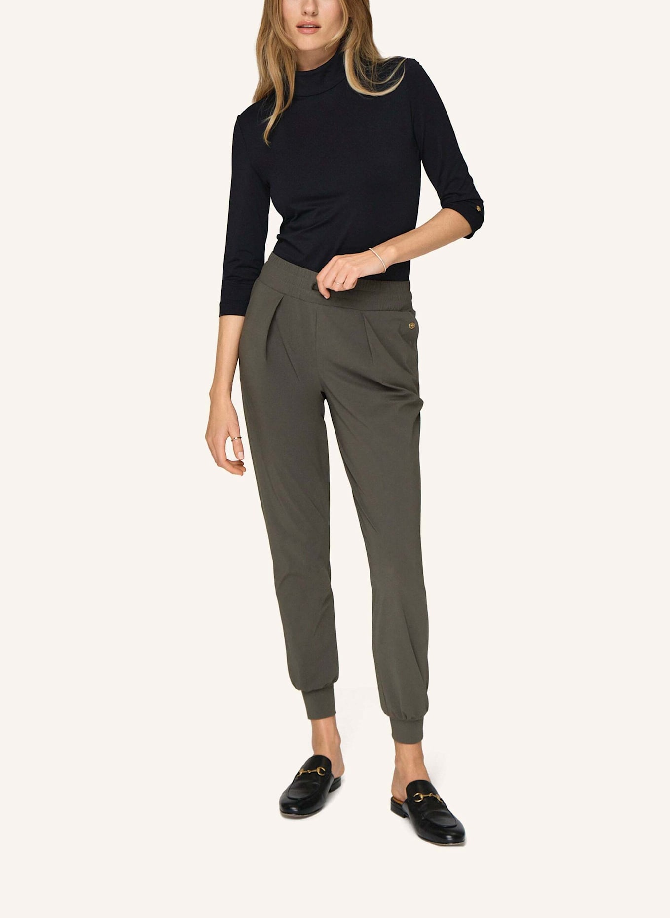 INA KESS Hose LUXE LÉGER TRACK PANTS: GRÜN/ GRAU
