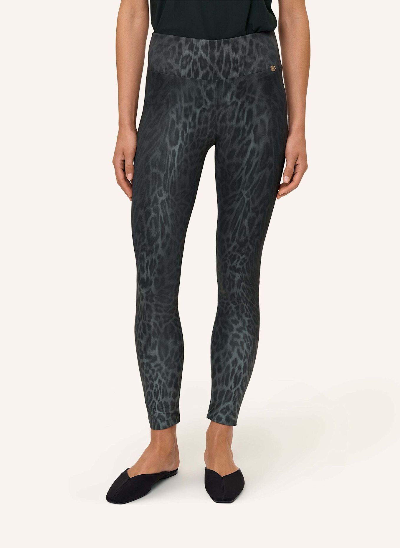 INA KESS Hose LEOPARDI PRINT PANTS: DUNKELGRÜN