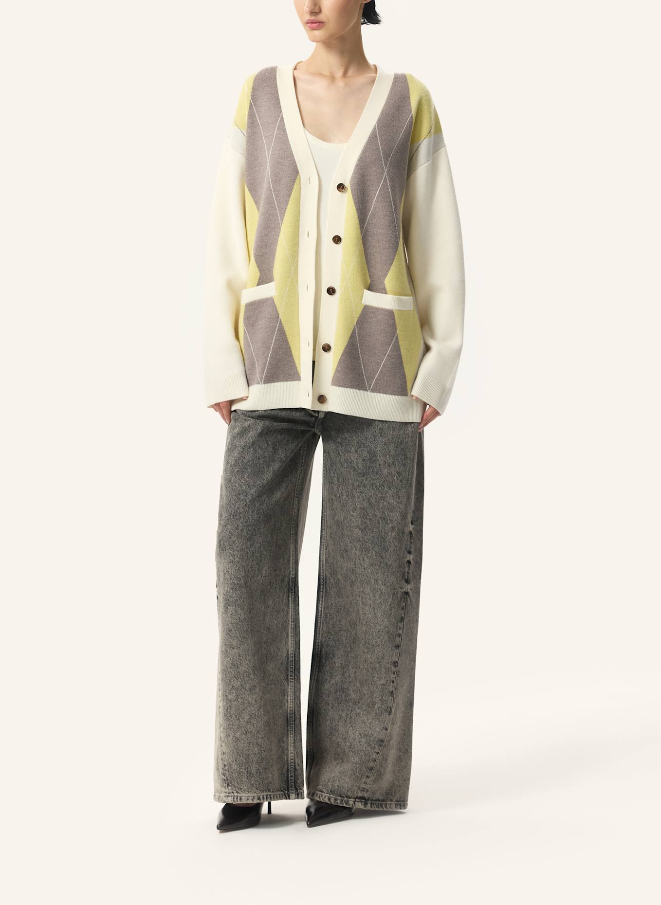 PINXIT Cardigan Cardigan: ECRU/ BRAUN