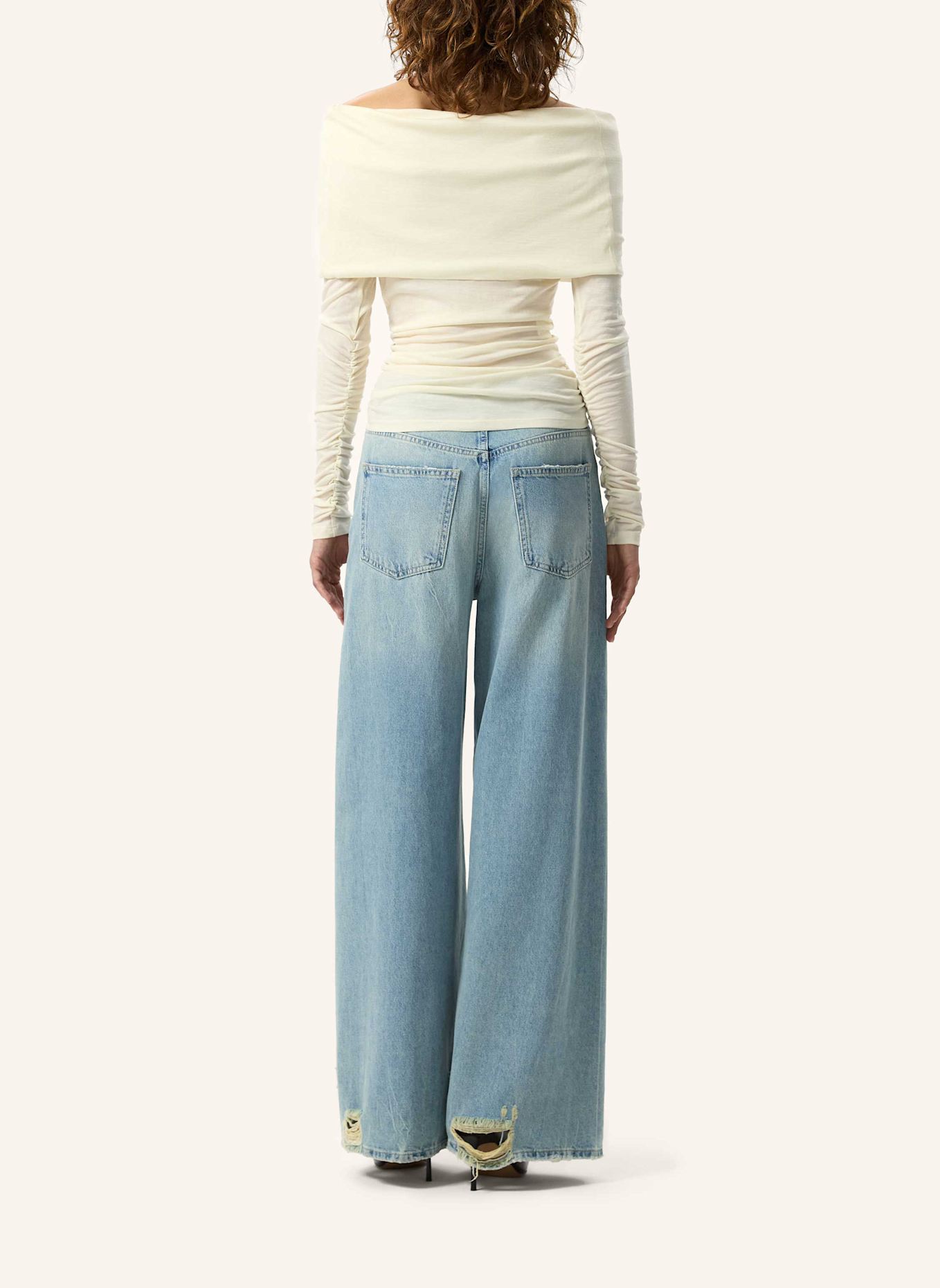 PINXIT Pullover Off-the-shoulder-Pullover: ECRU