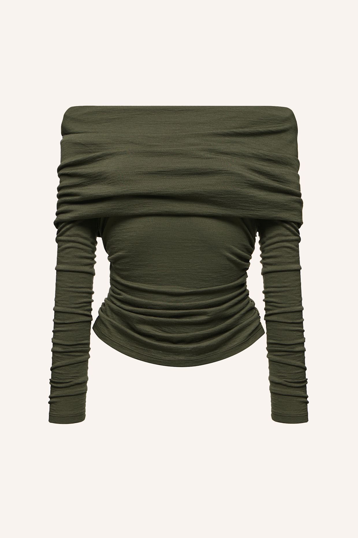 PINXIT Pullover Off-the-shoulder-Pullover: KHAKI/ OLIV
