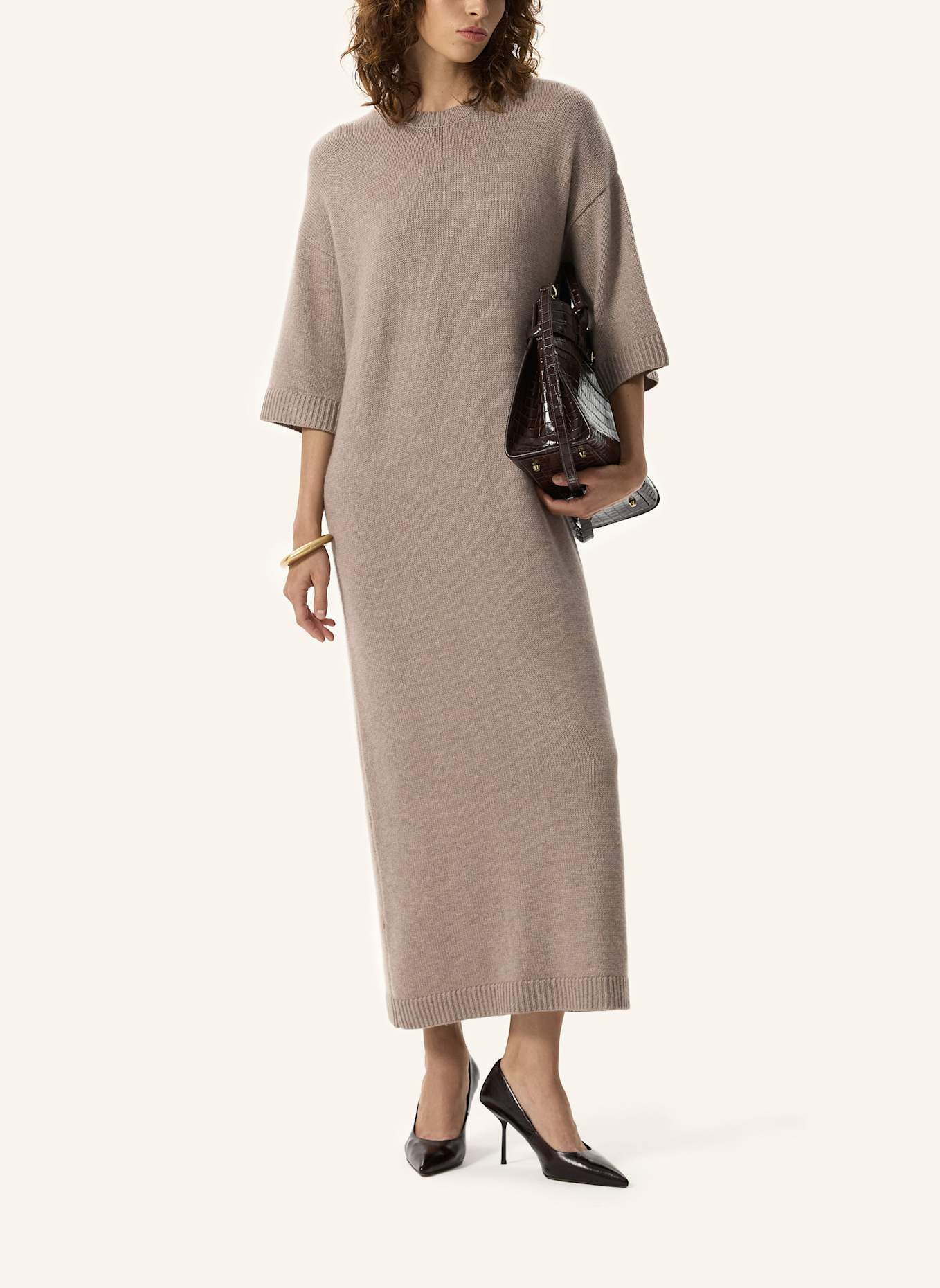 PINXIT Kleid Oversized Strickkleid: TAUPE