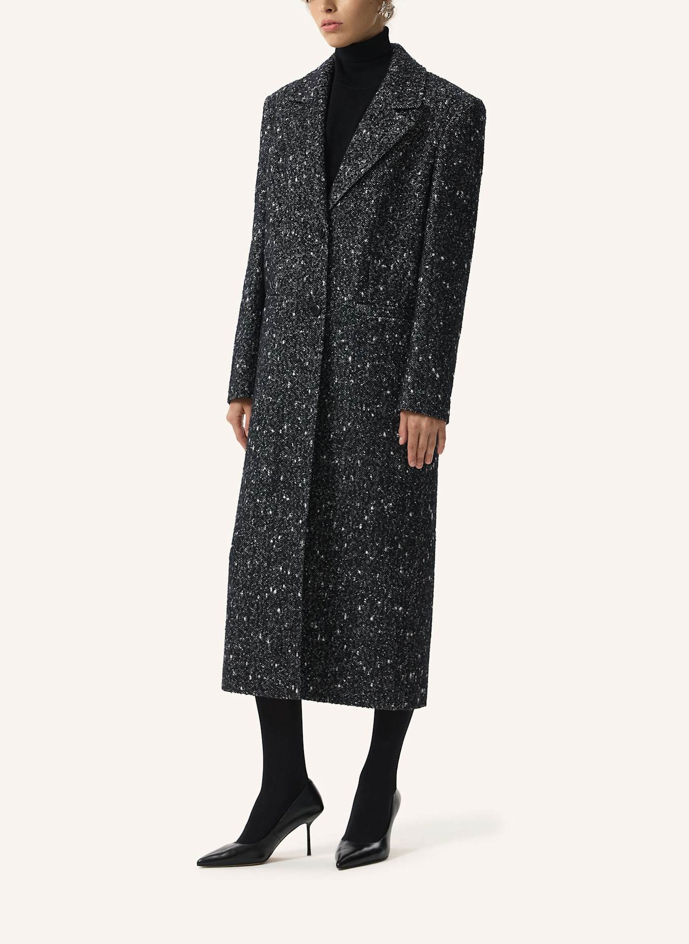 PINXIT Mantel Gerader Mantel: SCHWARZ/ WEISS