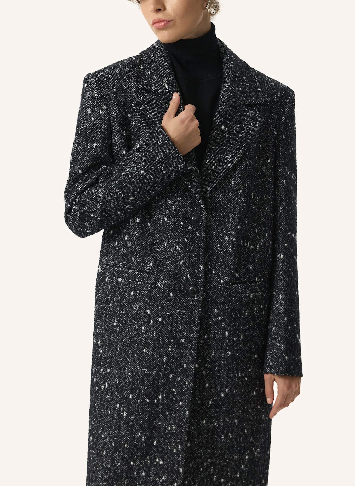 PINXIT Mantel Gerader Mantel: SCHWARZ/ WEISS