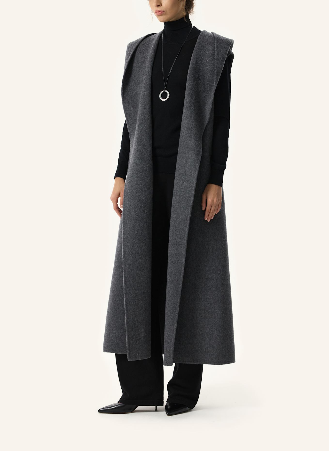 PINXIT Mantel Ärmelloser Wollmantel: ECRU