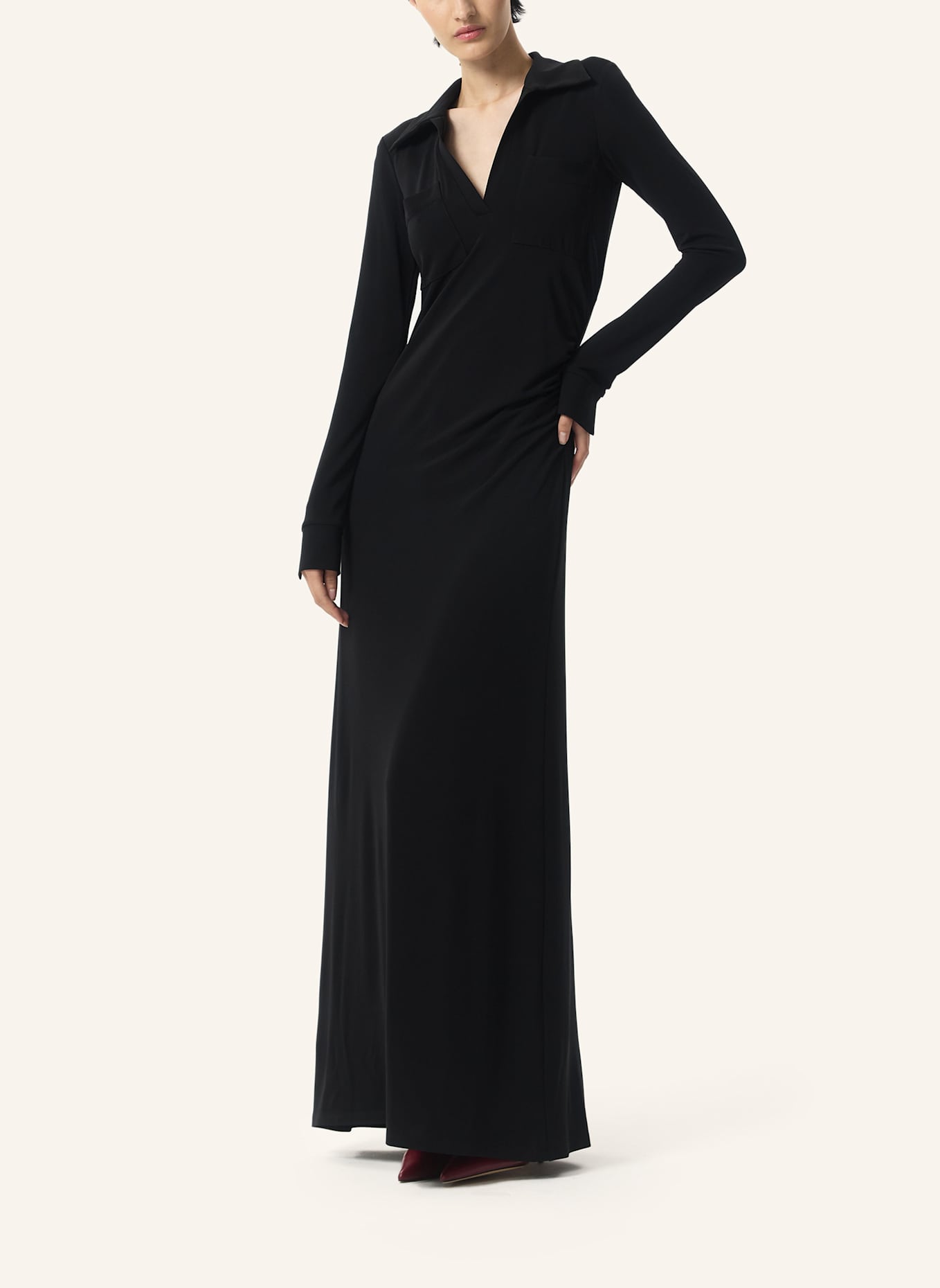 PINXIT Kleid Plissiertes Strickkleid: SCHWARZ