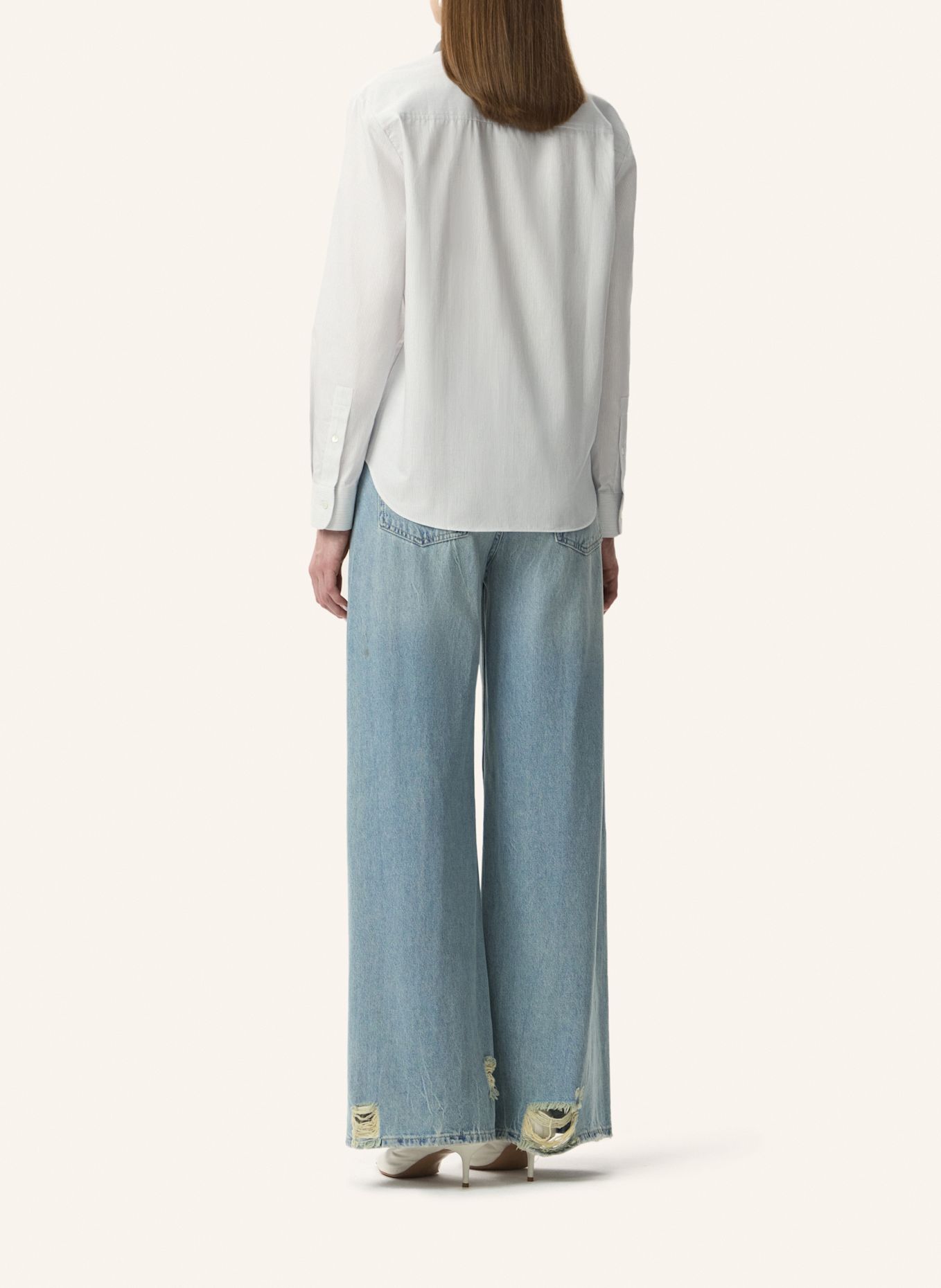 PINXIT Hemdbluse Hemd: ECRU/ GRAU