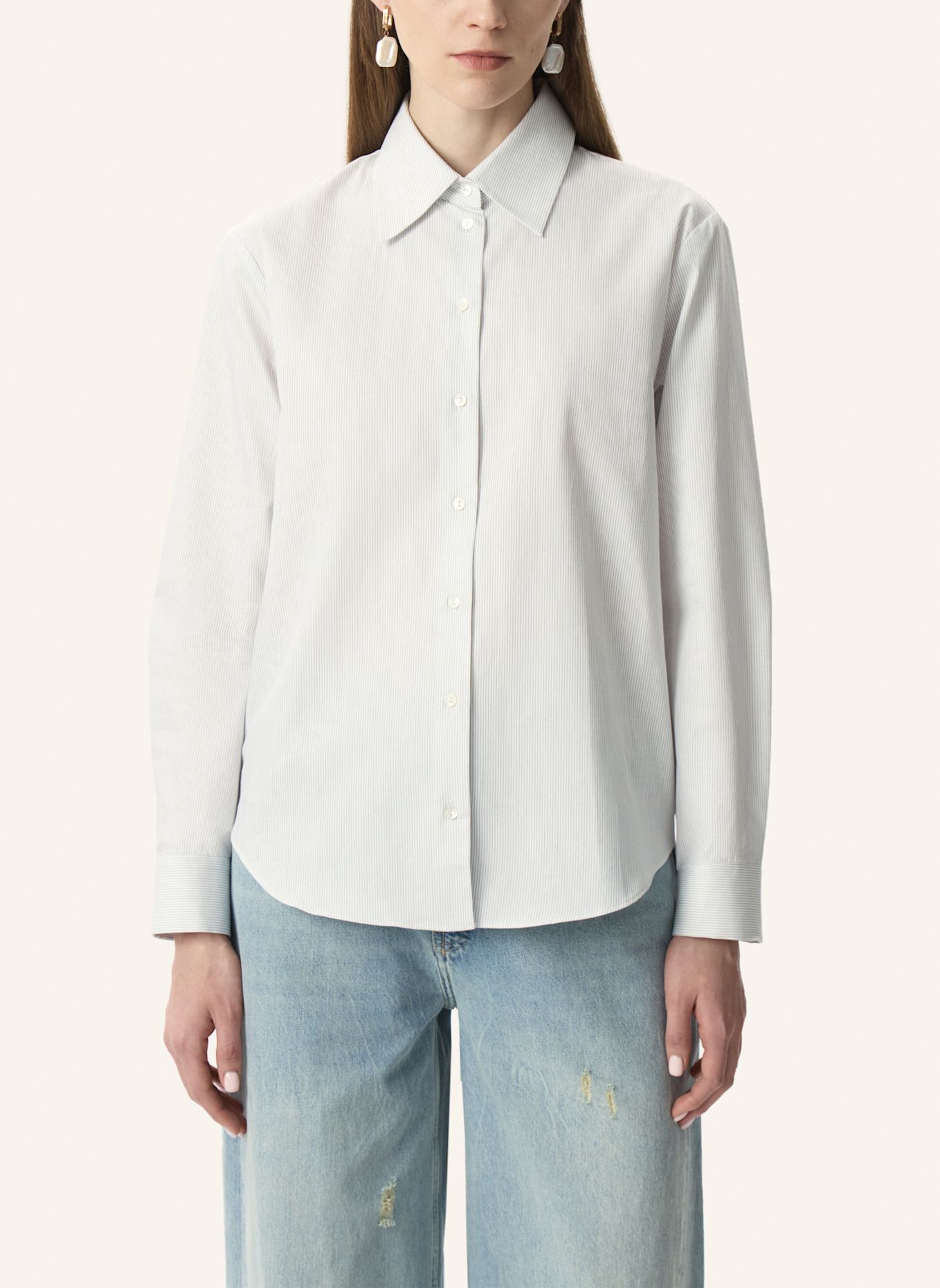 PINXIT Hemdbluse Hemd: ECRU/ GRAU