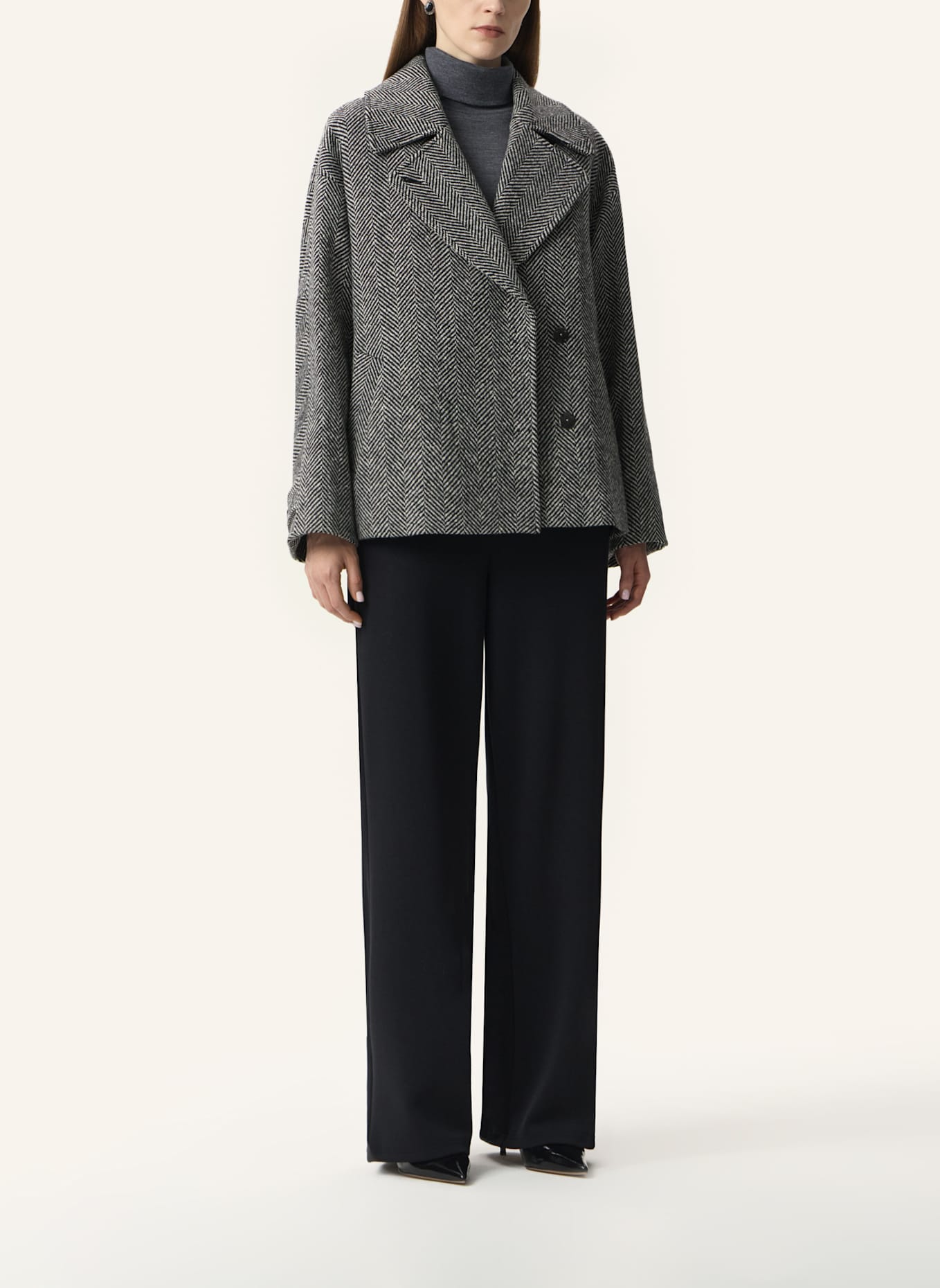 PINXIT Mantel Kurzer Mantel: SCHWARZ/ WEISS