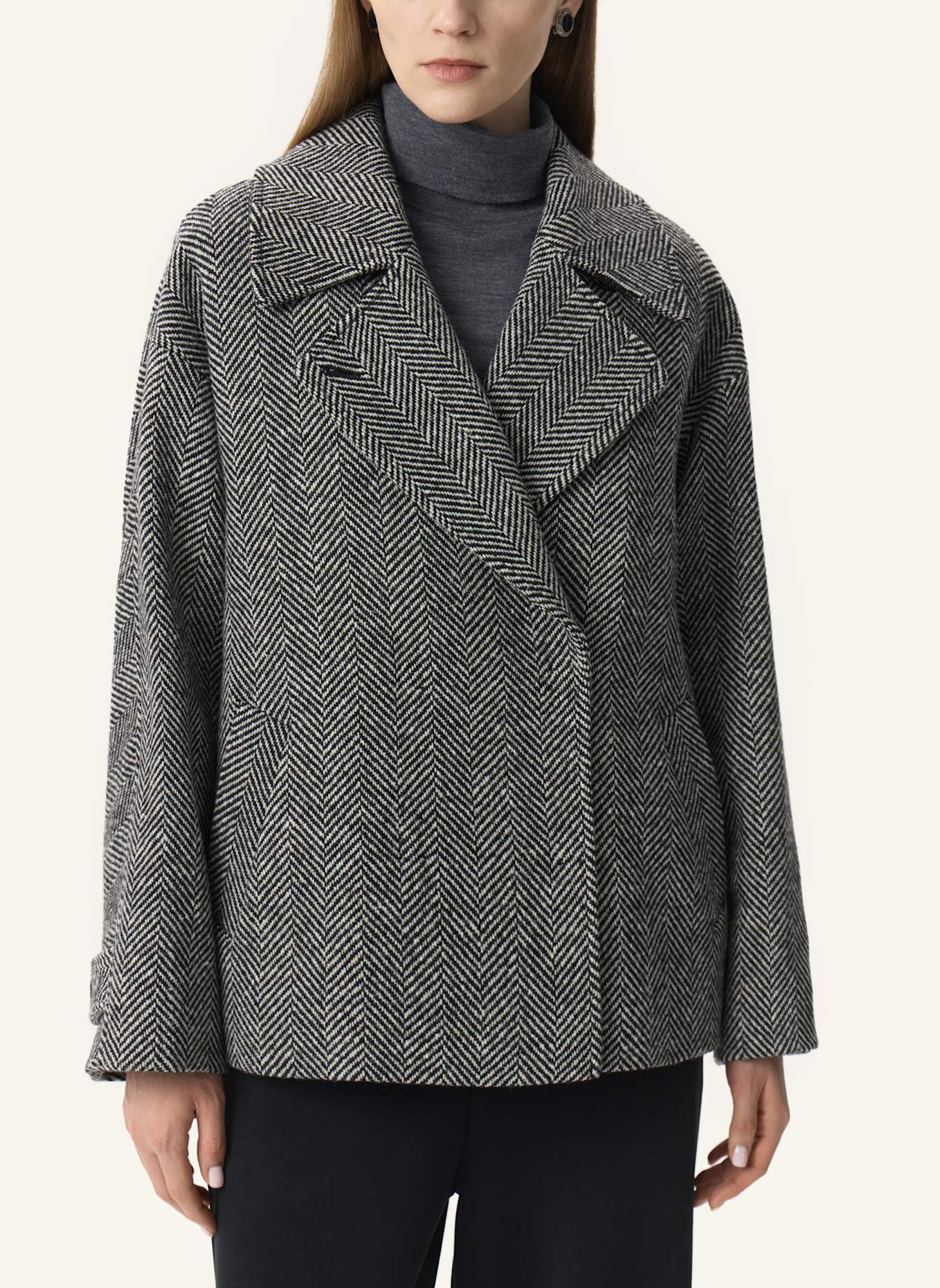 PINXIT Mantel Kurzer Mantel: SCHWARZ/ WEISS