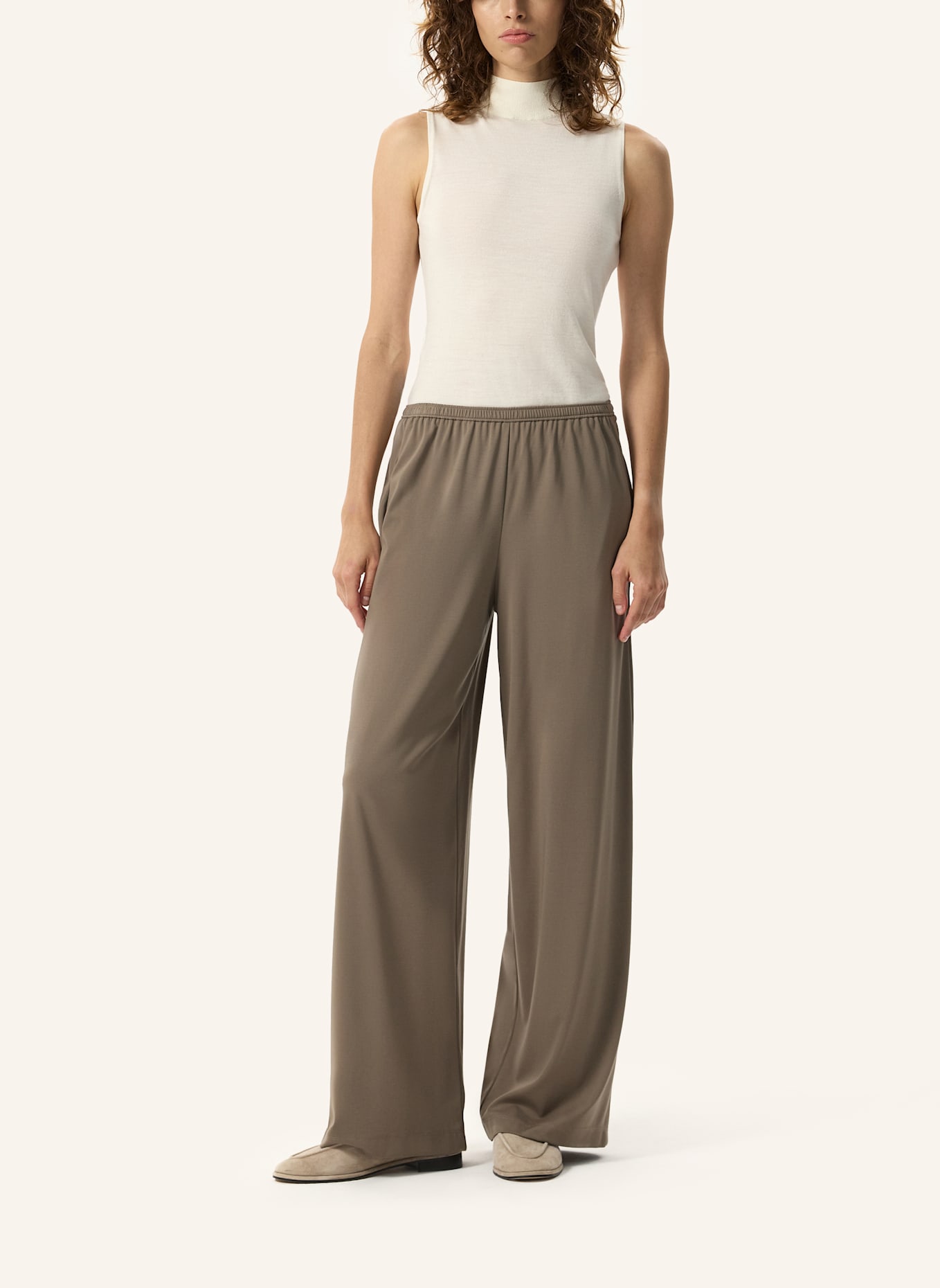 PINXIT Hose Weite Strickhose: TAUPE