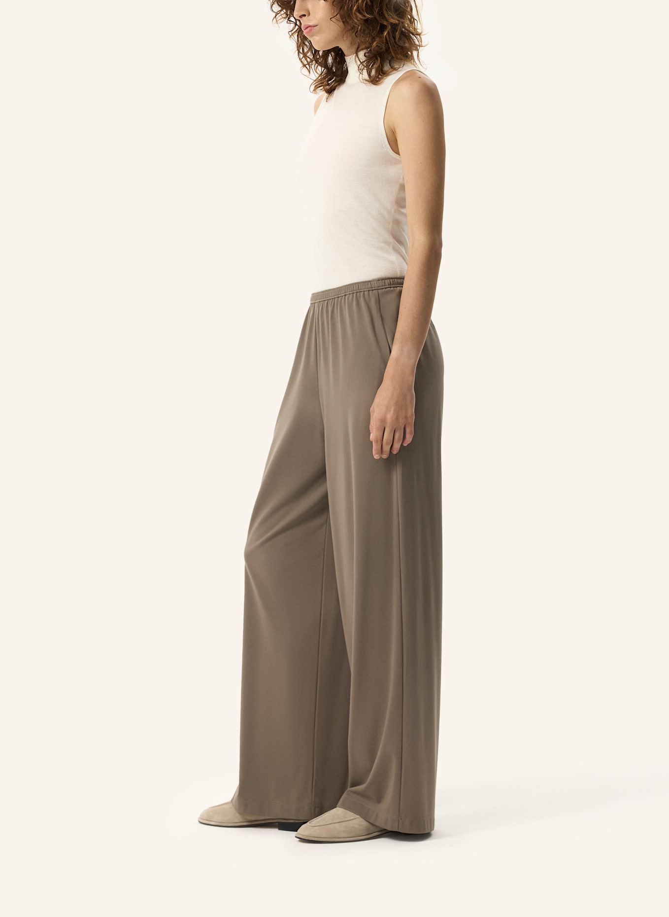 PINXIT Hose Weite Strickhose: TAUPE