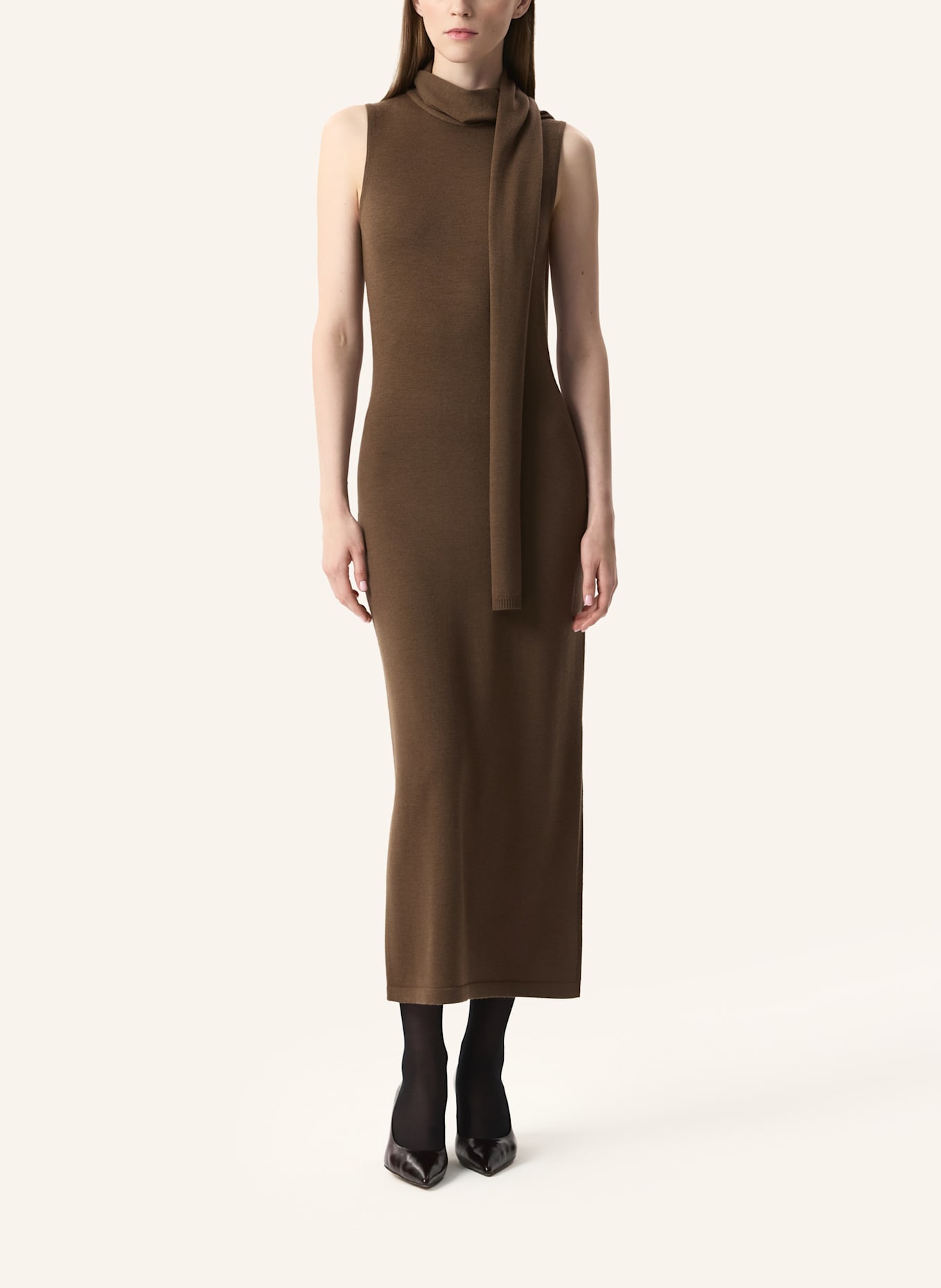 PINXIT Kleid Strickkleid: DUNKELBRAUN