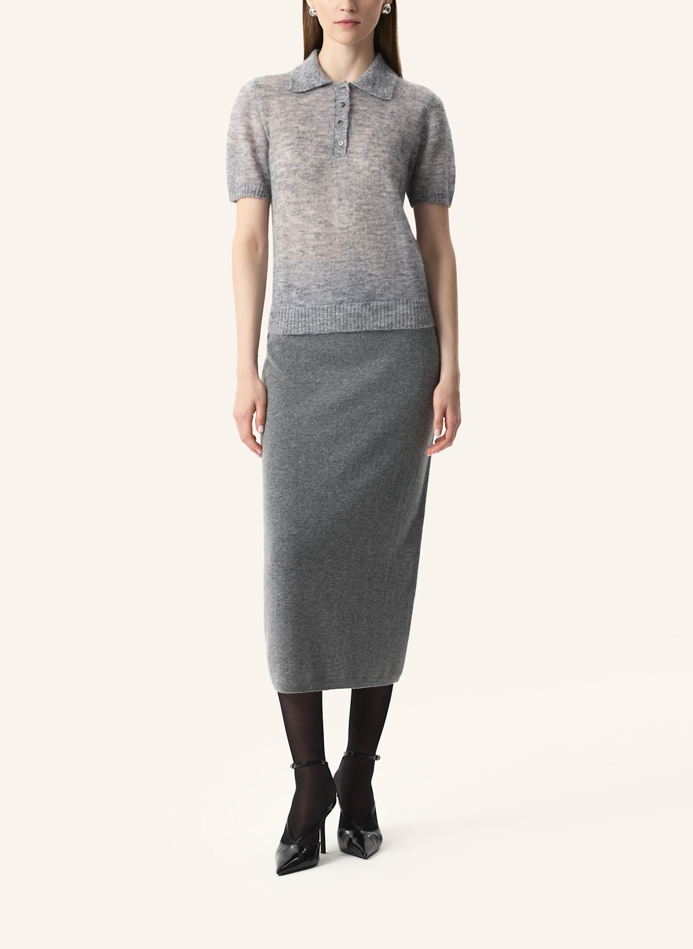 PINXIT Poloshirt Strick-Poloshirt: HELLGRAU