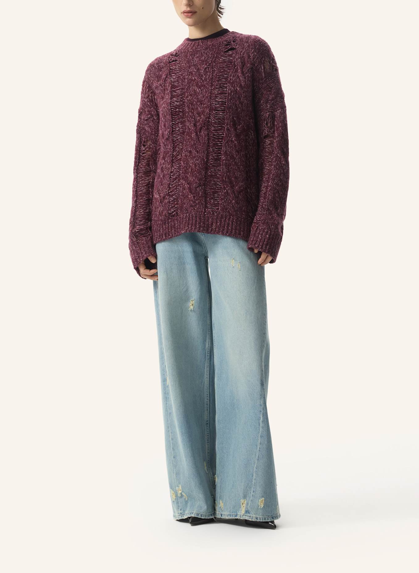 PINXIT Strickpullover Strickpullover: DUNKELROT