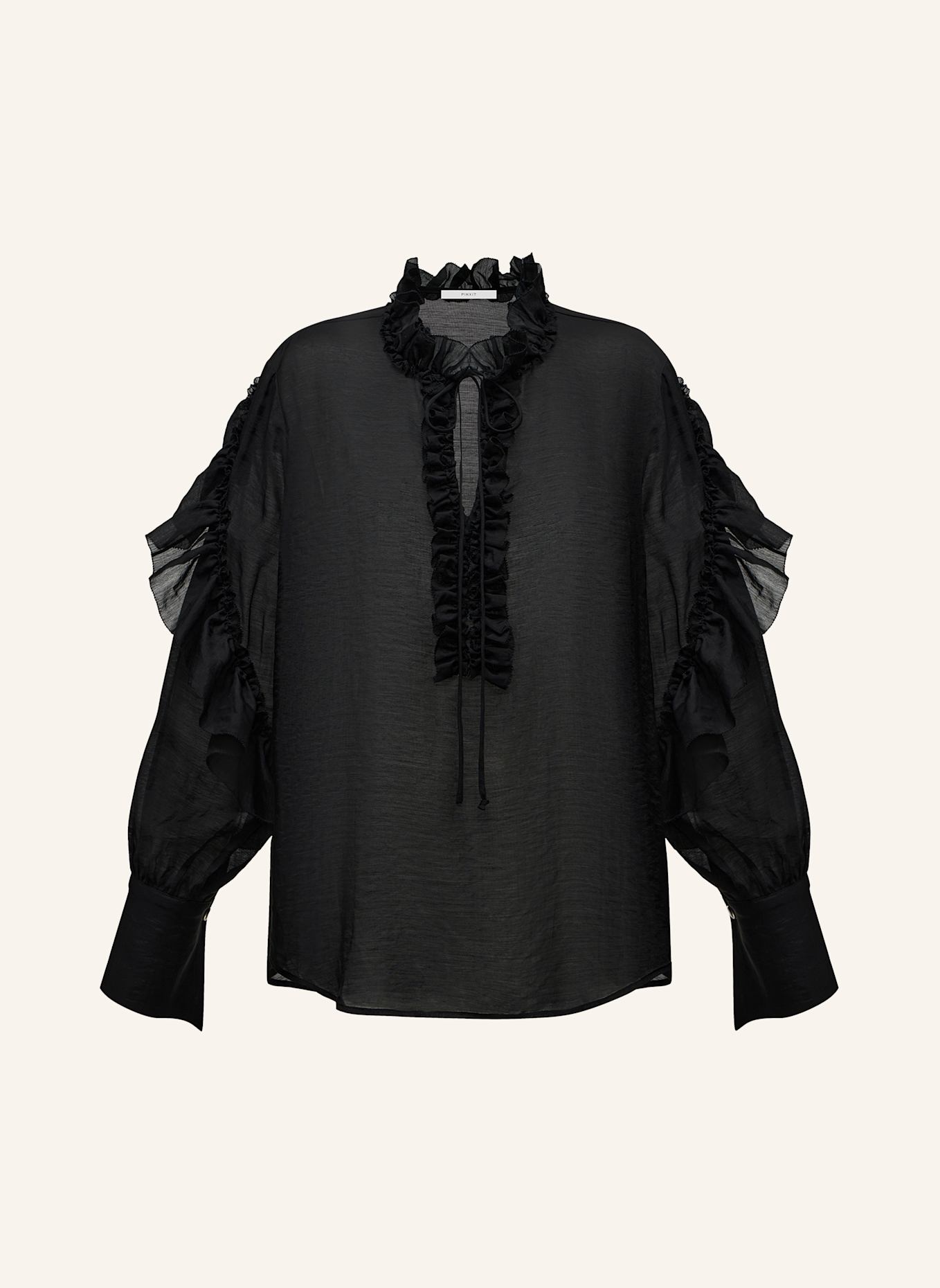 PINXIT bluse Rüschenbluse: SCHWARZ