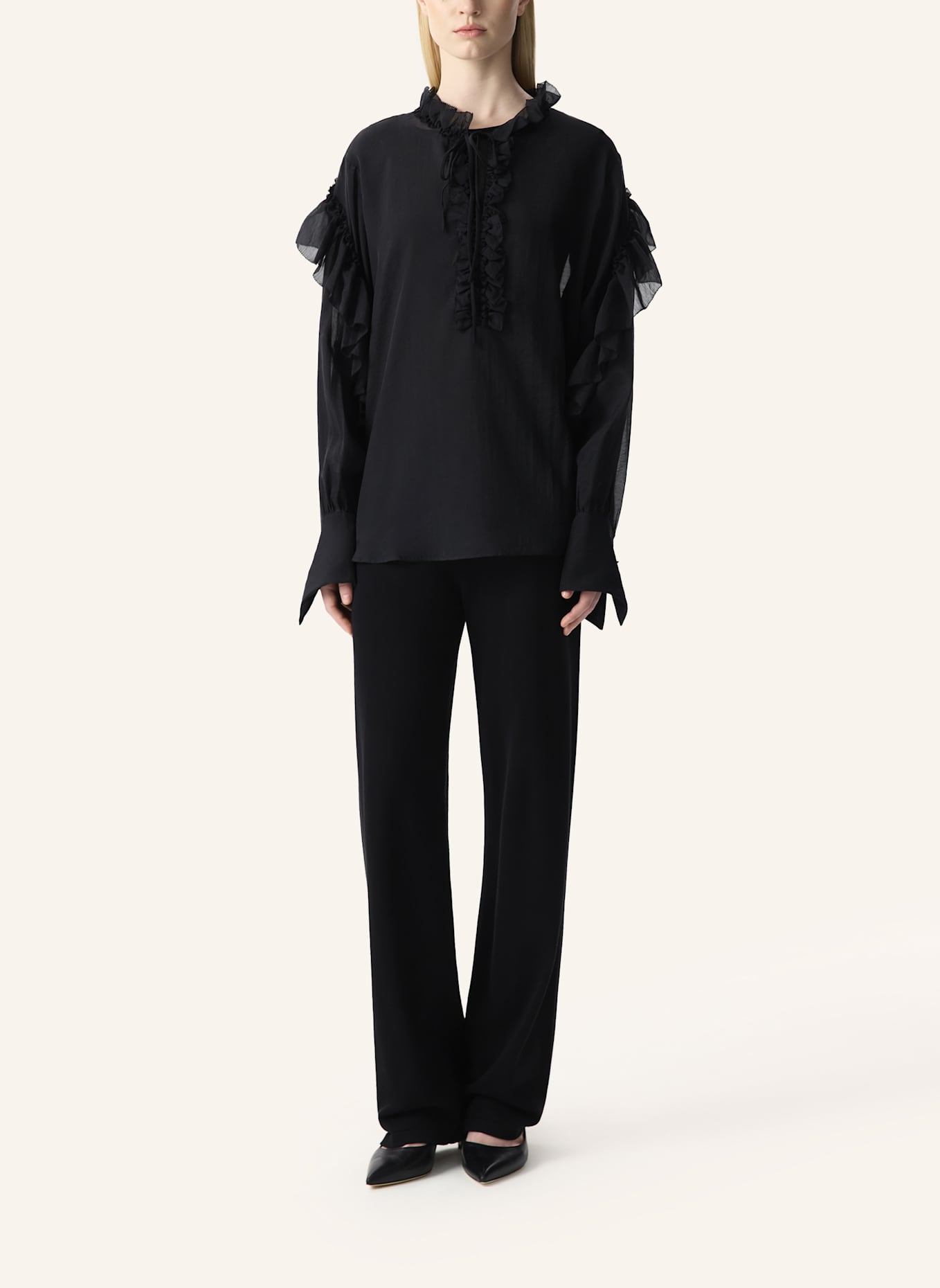 PINXIT bluse Rüschenbluse: SCHWARZ