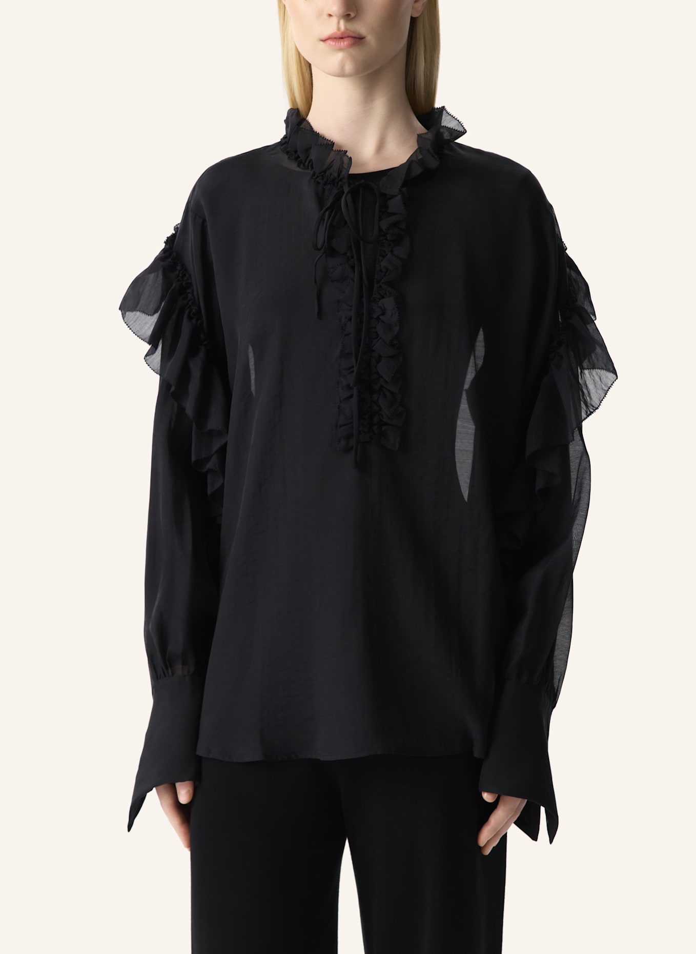 PINXIT bluse Rüschenbluse: SCHWARZ