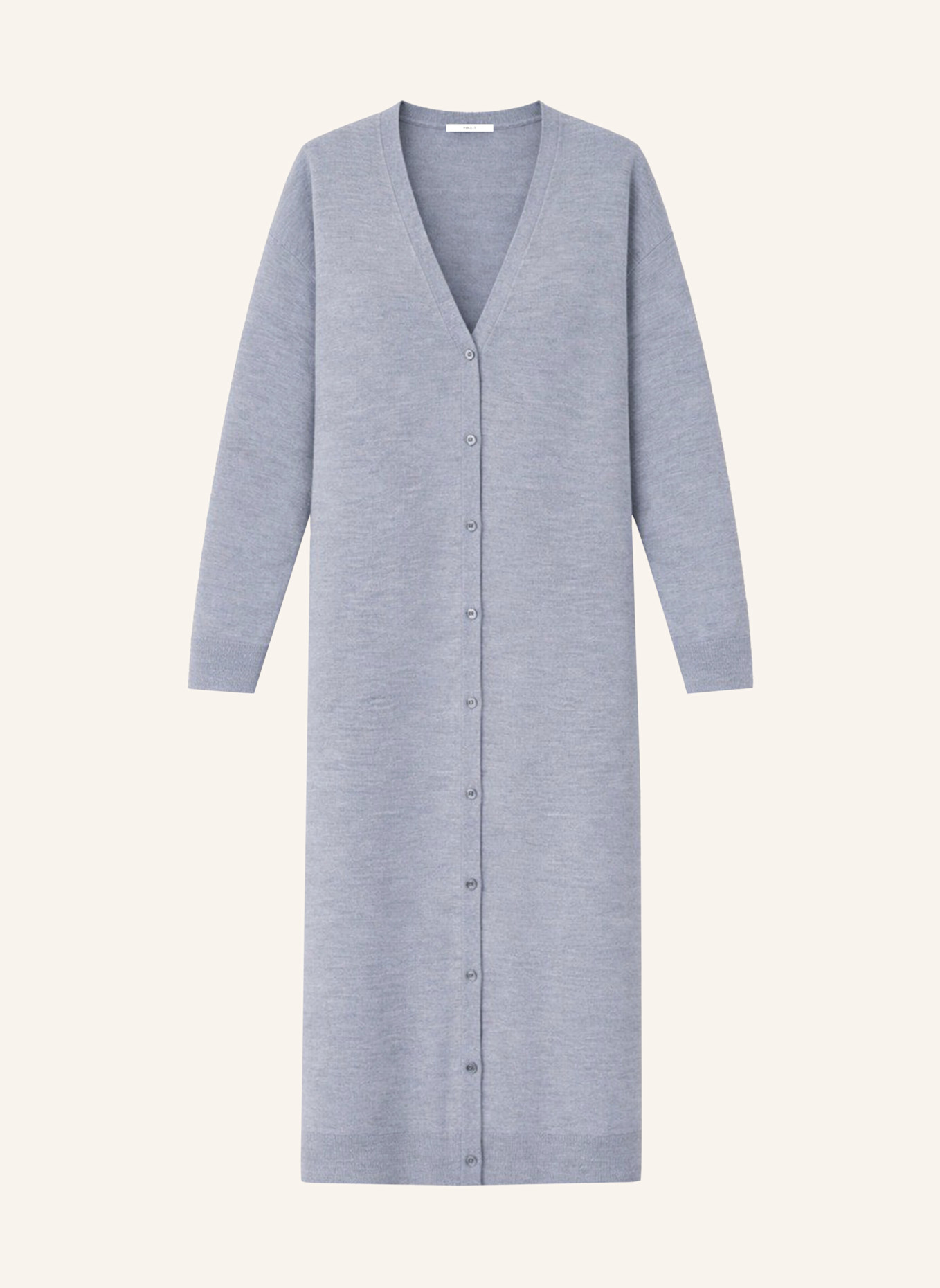 PINXIT Longcardigan MIT SEIDE: HELLGRAU