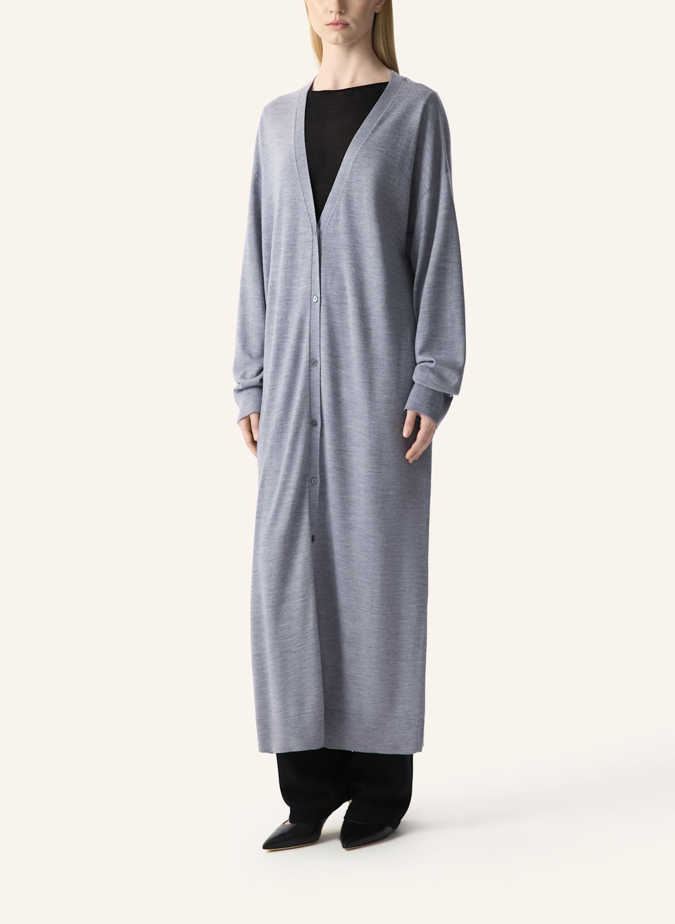 PINXIT Longcardigan MIT SEIDE: HELLGRAU