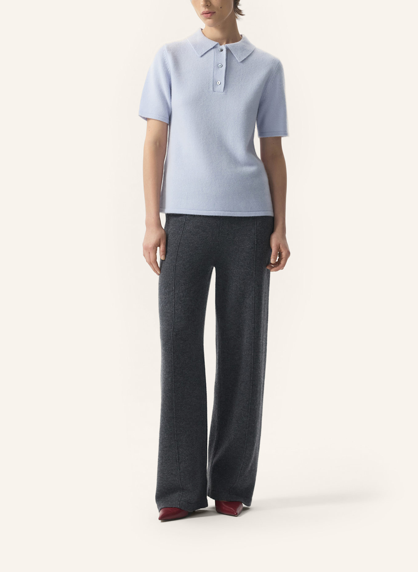 PINXIT Strickpoloshirt AUS KASCHMIR: BLAU