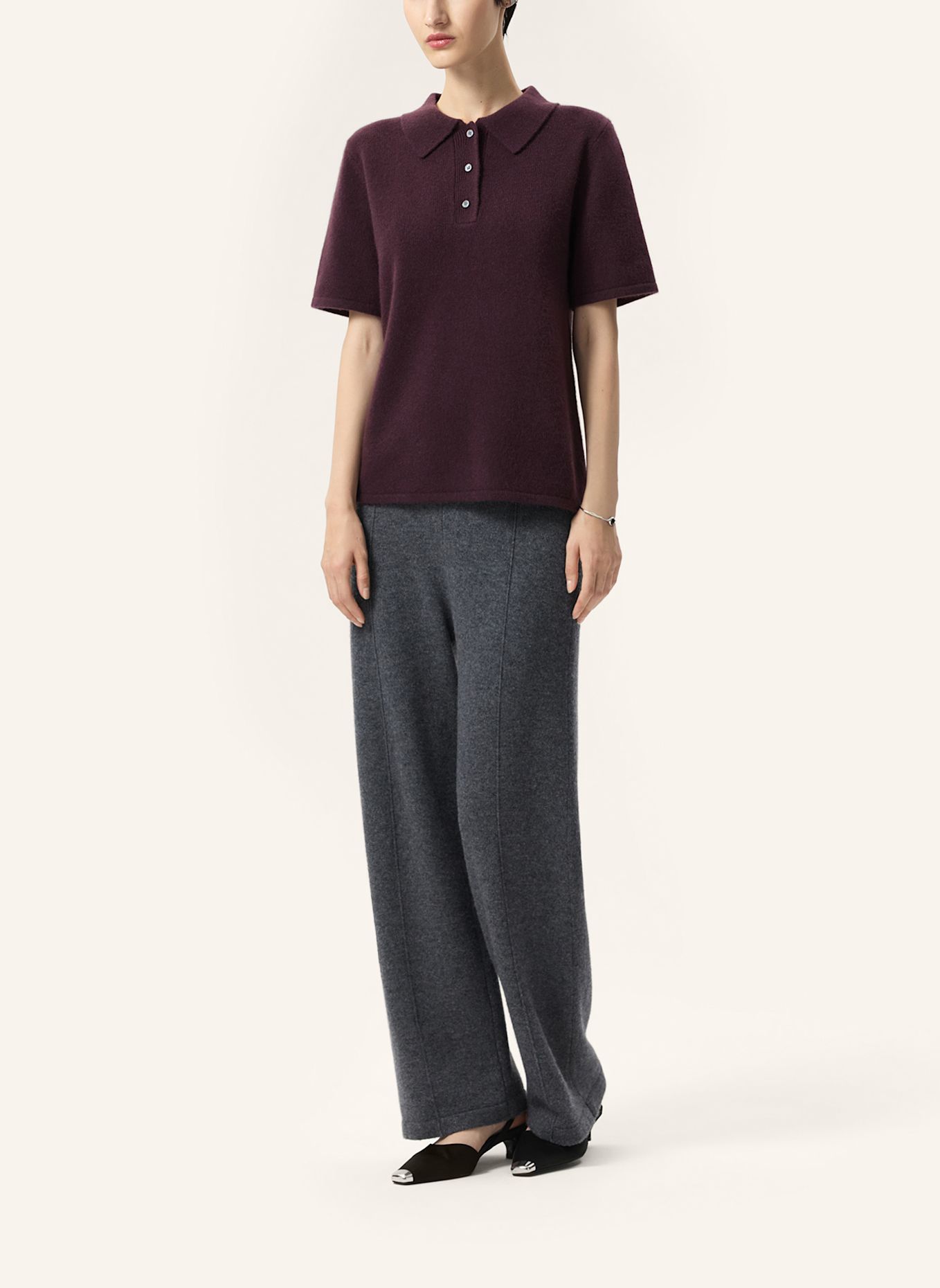 PINXIT Strickpoloshirt AUS KASCHMIR: LILA