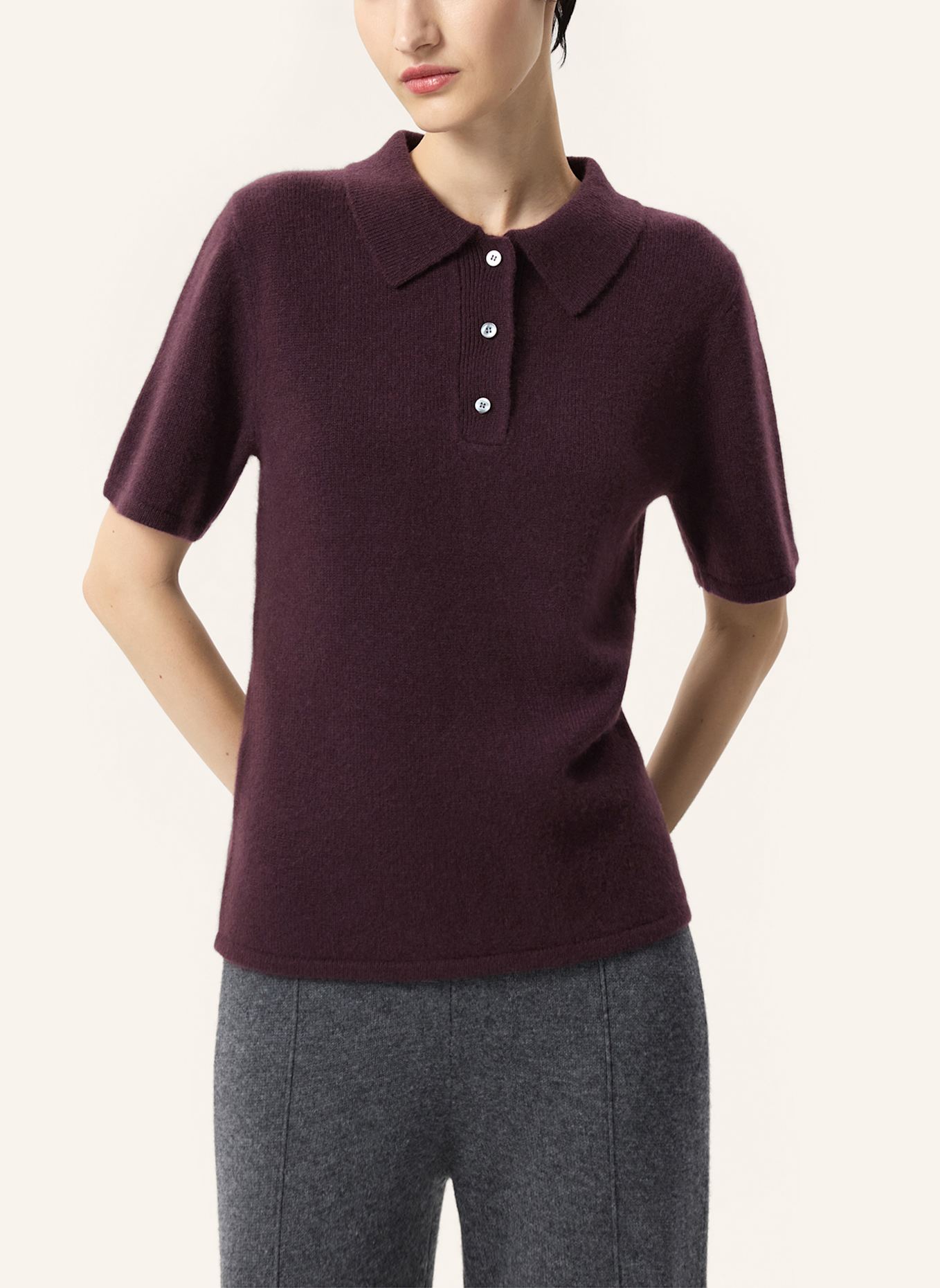 PINXIT Strickpoloshirt AUS KASCHMIR: LILA