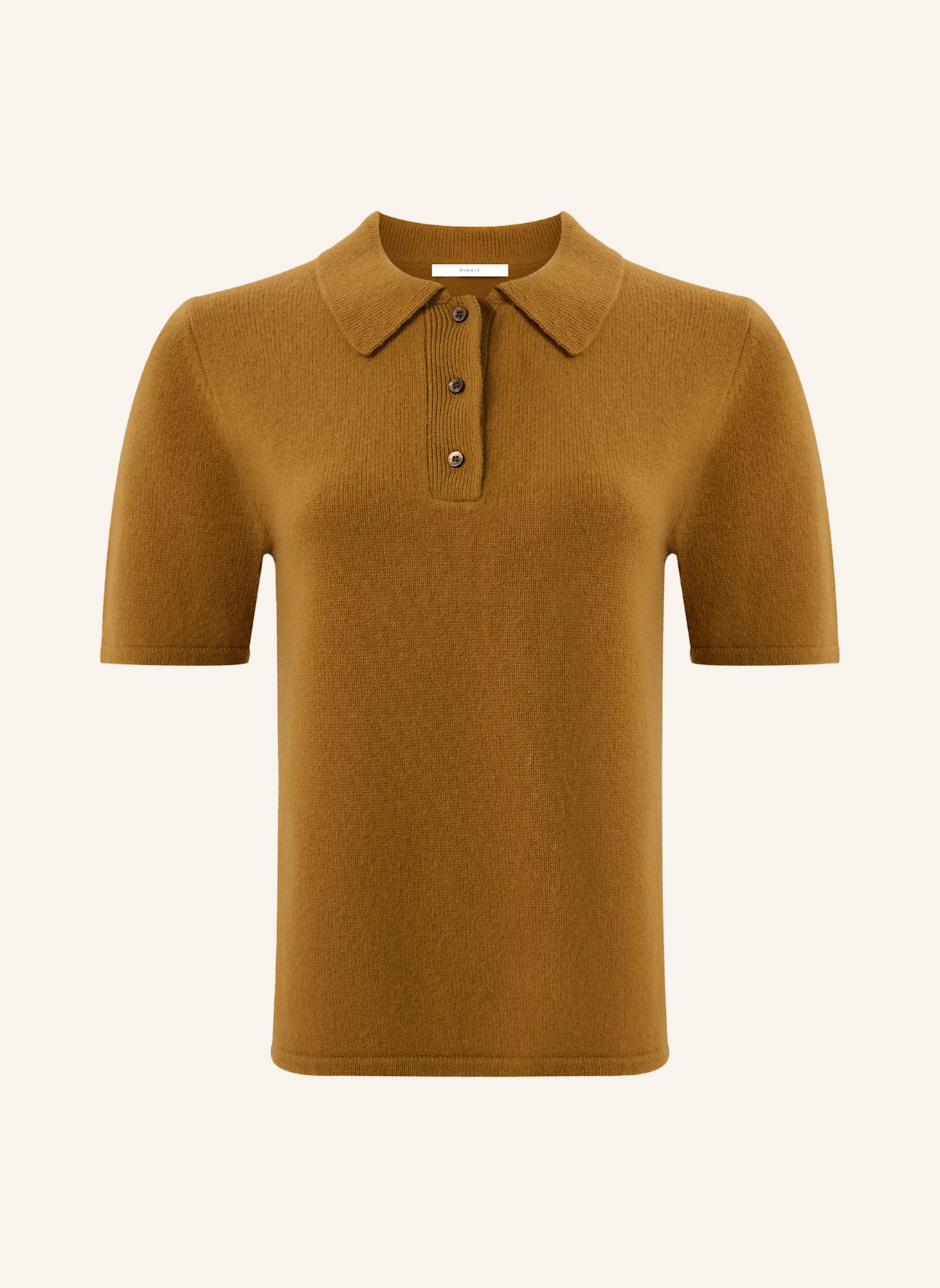 PINXIT Strickpoloshirt AUS KASCHMIR: BRAUN