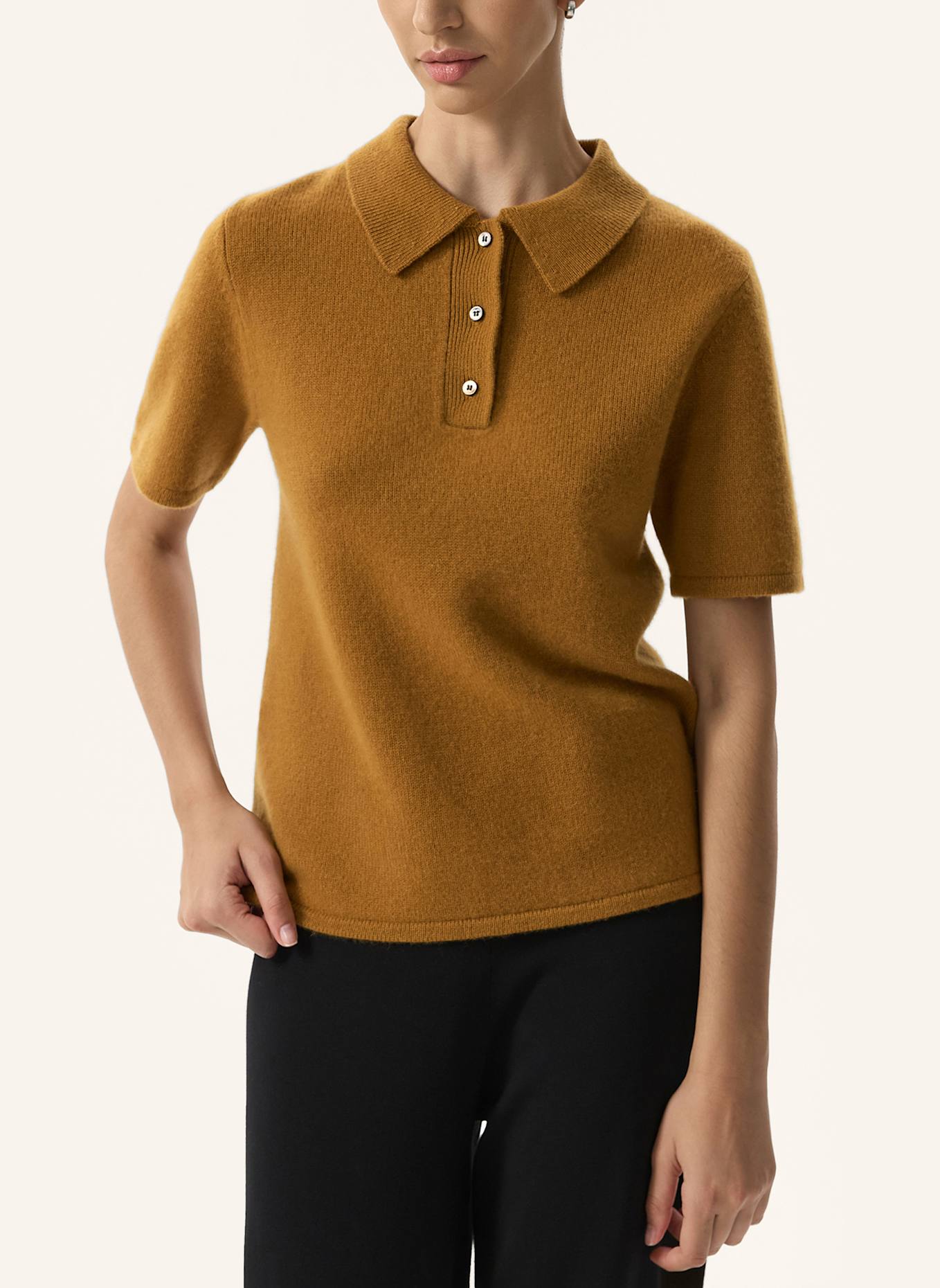 PINXIT Strickpoloshirt AUS KASCHMIR: BRAUN