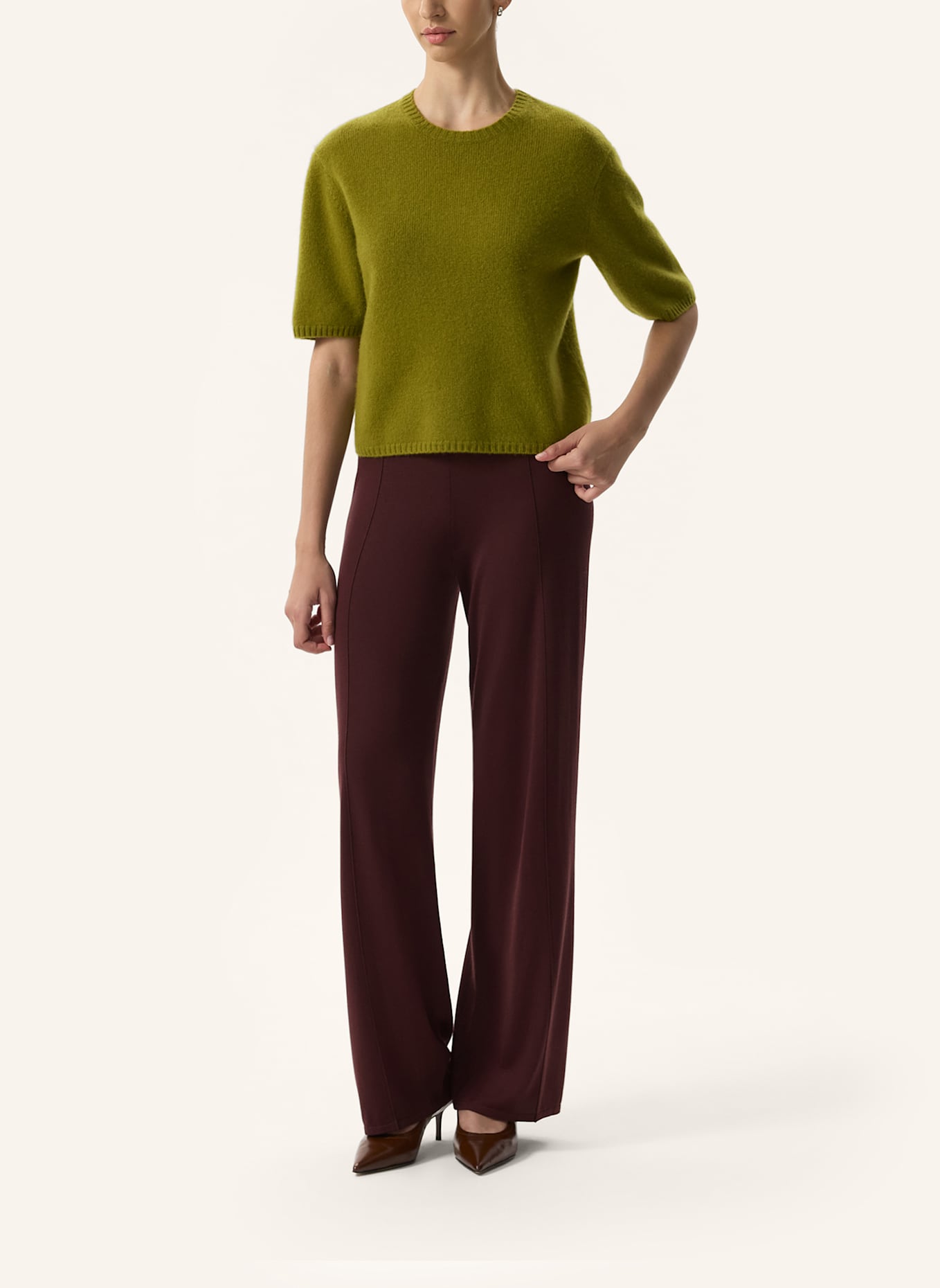 PINXIT Pullover AUS CASHMERE: OLIV