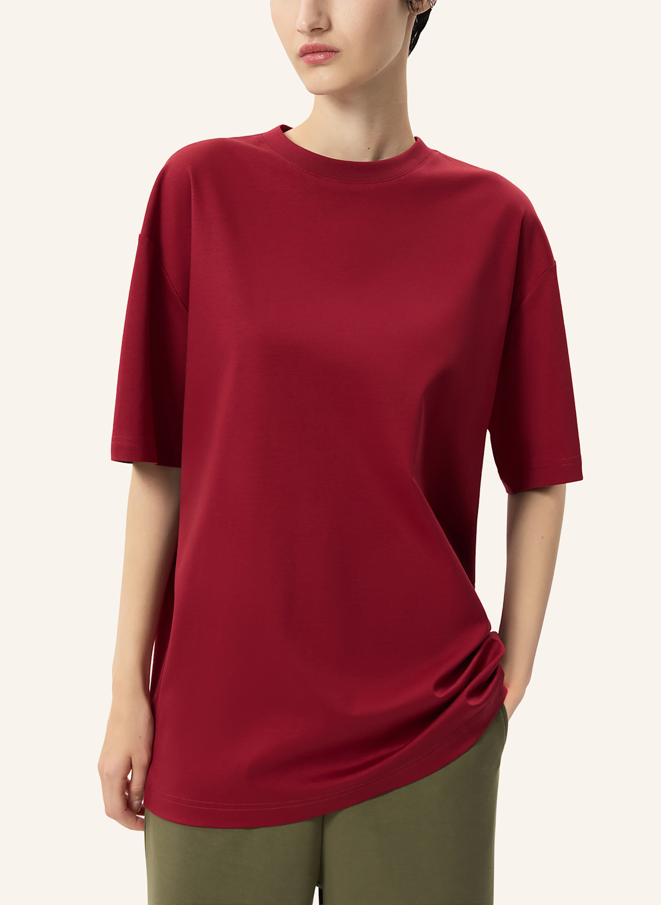 PINXIT Oversize T-Shirt MIT SEIDE: DUNKELROT