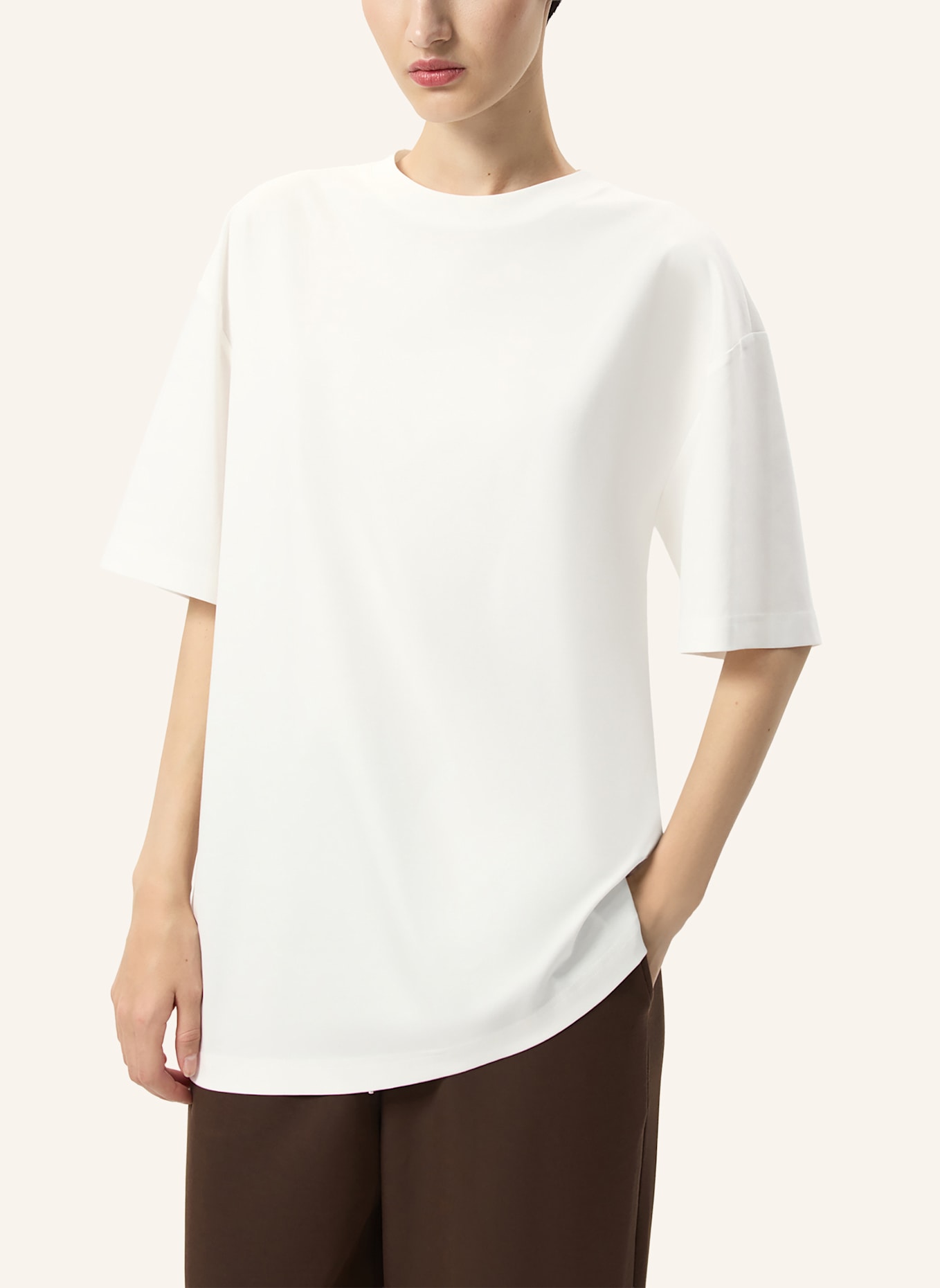 PINXIT Oversize T-Shirt MIT SEIDE: ECRU