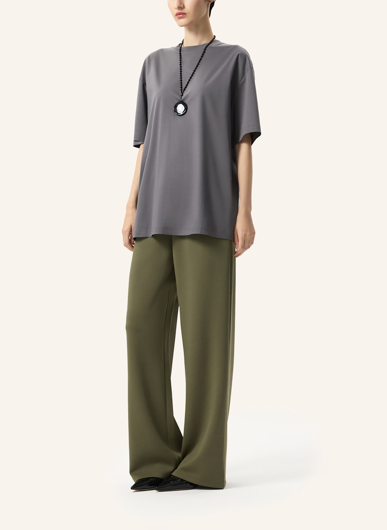 PINXIT Oversize T-Shirt MIT SEIDE: SCHWARZ