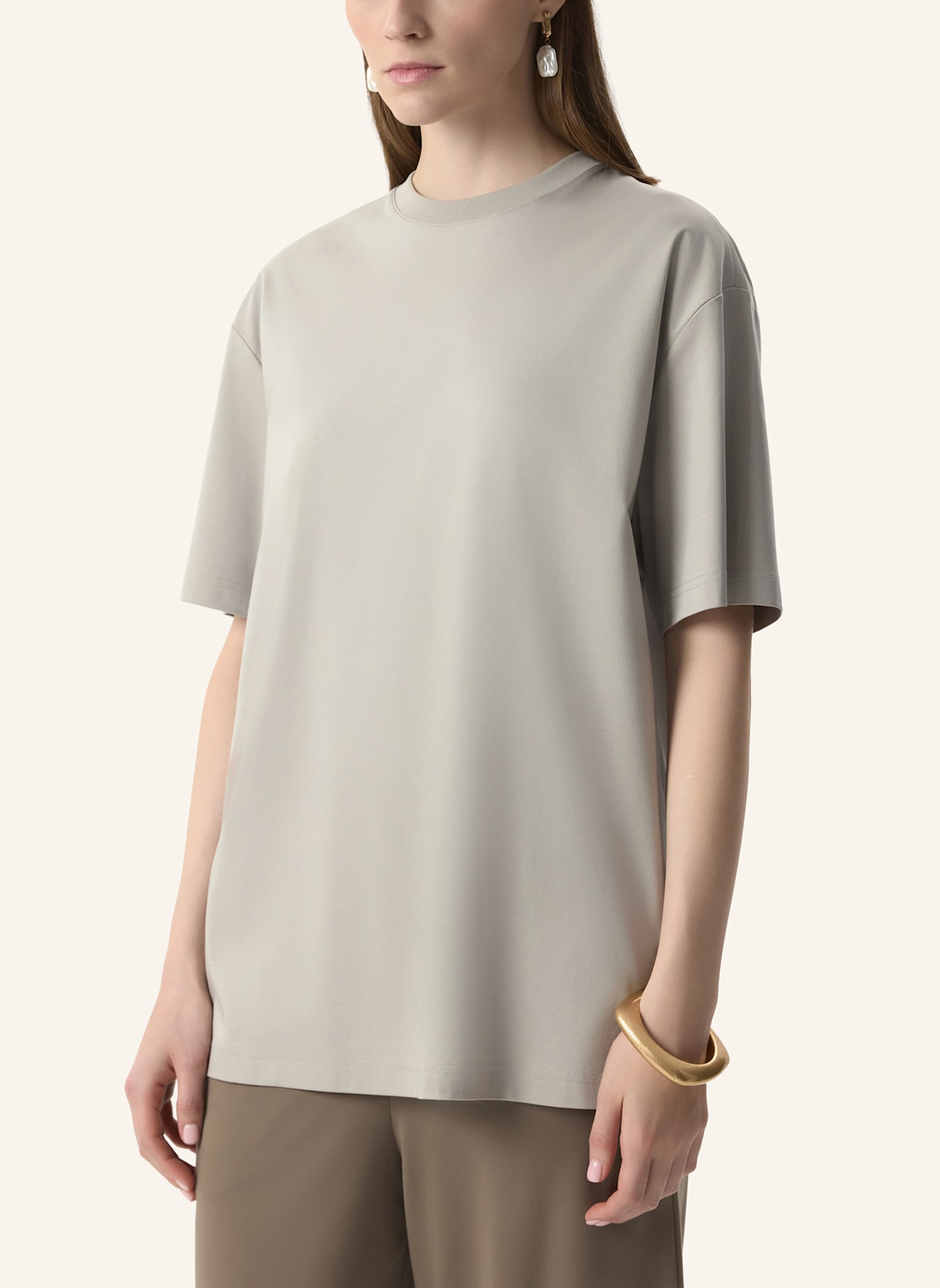 PINXIT Oversize T-Shirt MIT SEIDE: GRAU