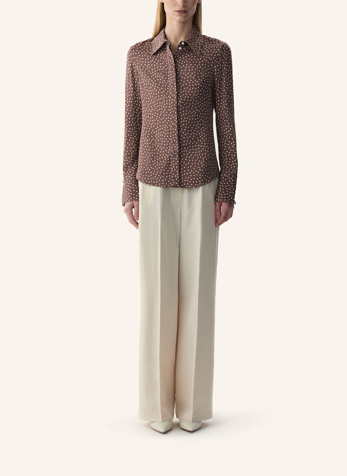 PINXIT Bluse: ECRU/ TAUPE