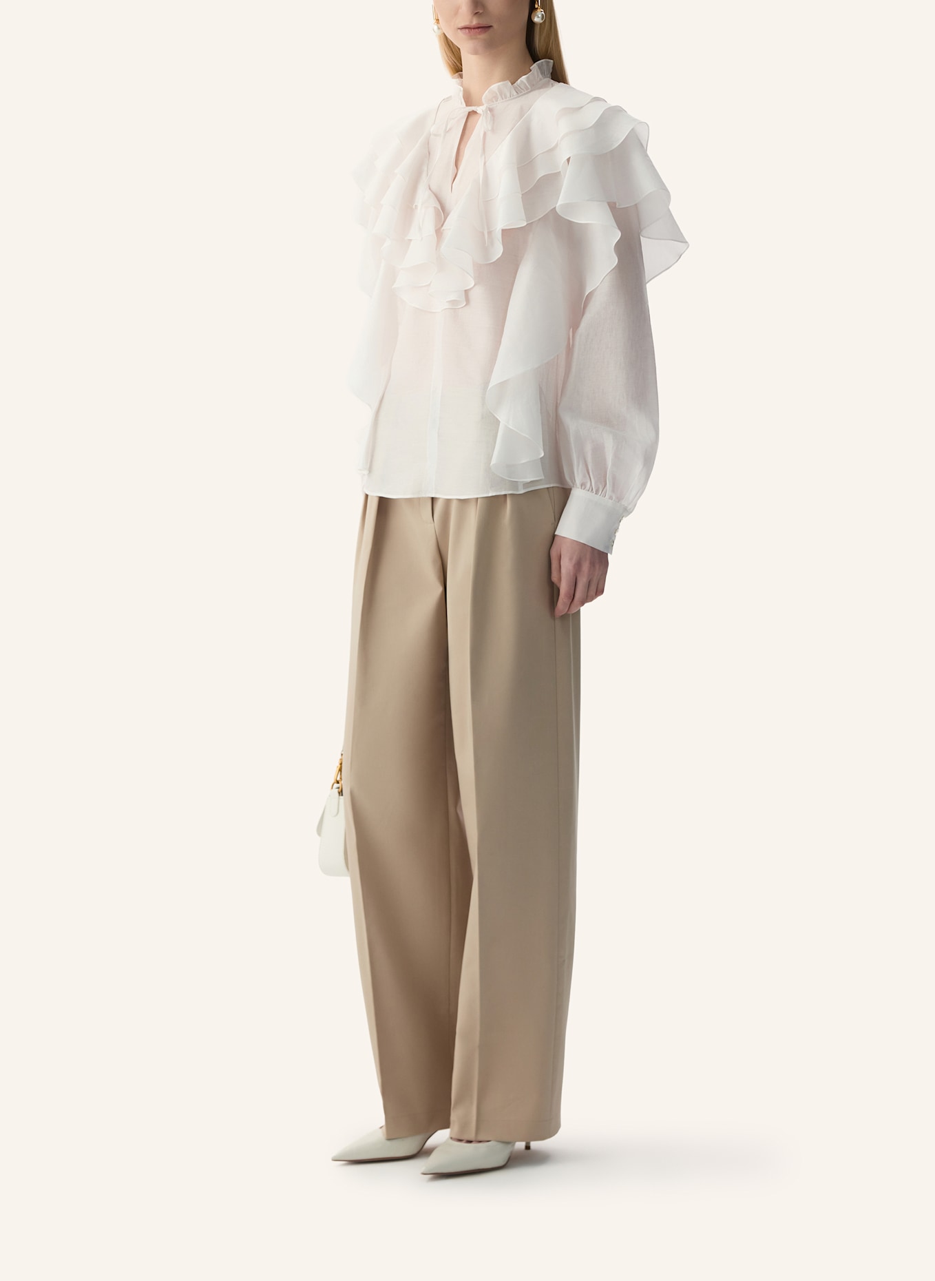 PINXIT Rüschenbluse: ECRU