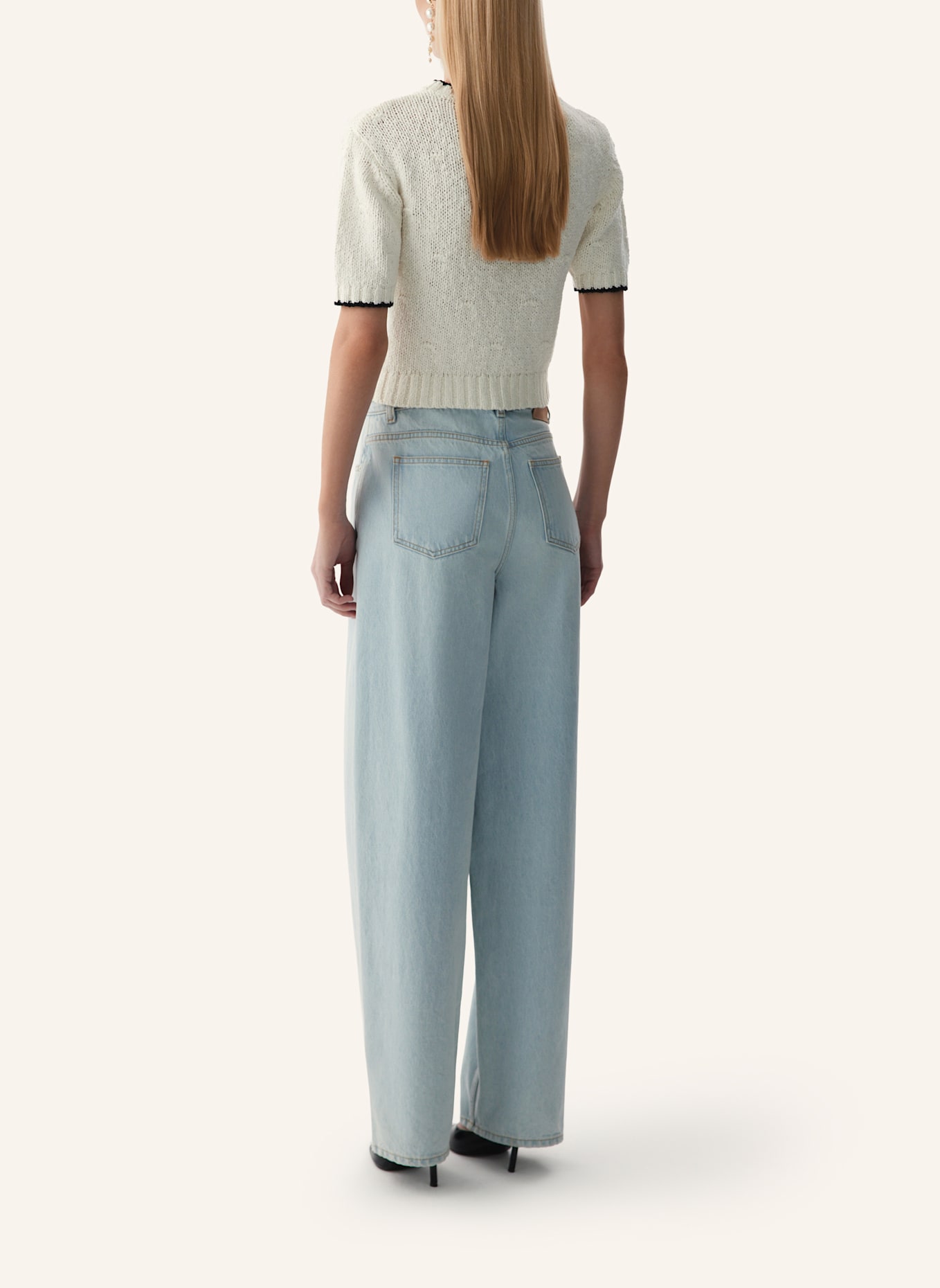 PINXIT Kurzarm Pullover: ECRU