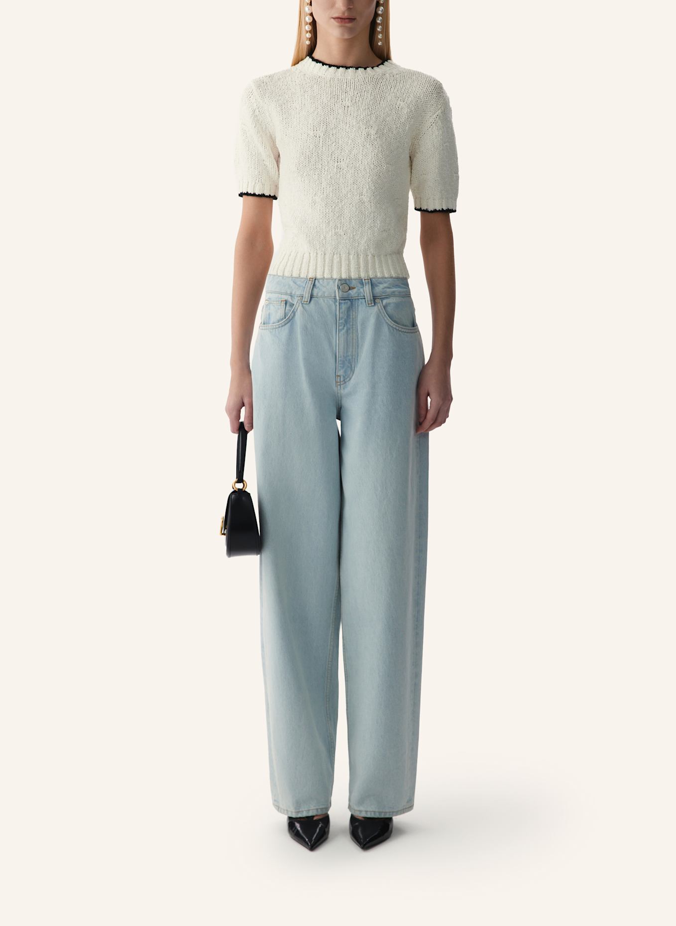 PINXIT Kurzarm Pullover: ECRU