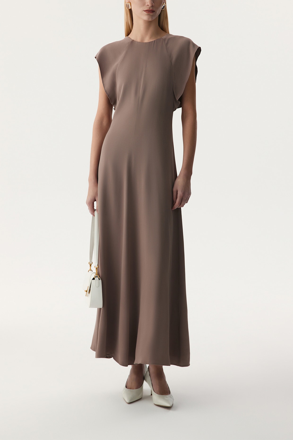 PINXIT Satinkleid: TAUPE
