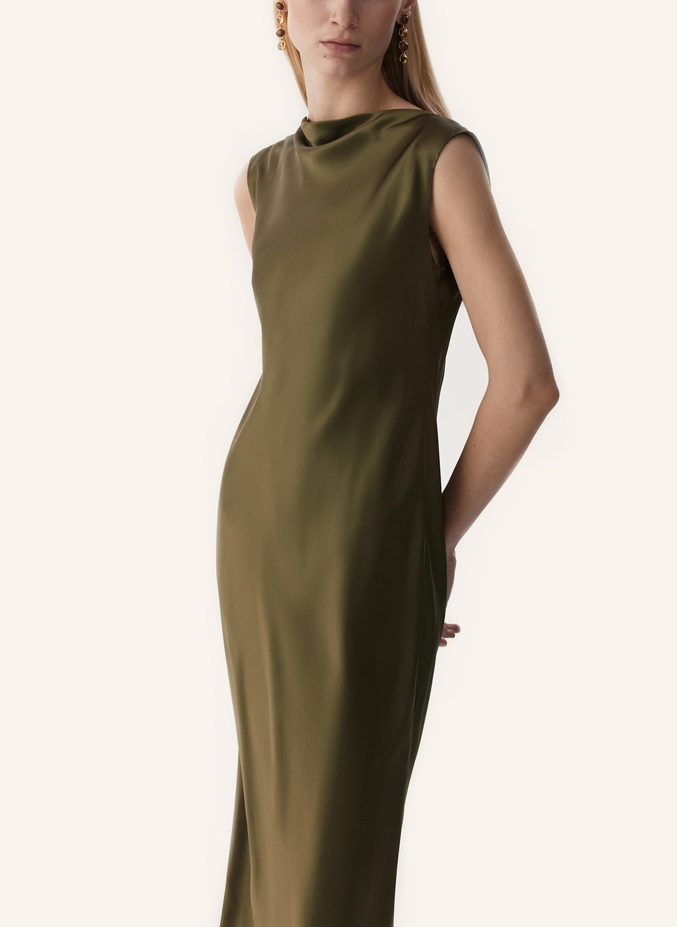 PINXIT Seidenkleid: KHAKI