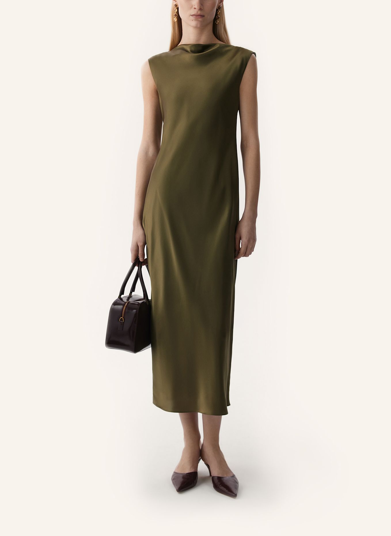 PINXIT Seidenkleid: KHAKI