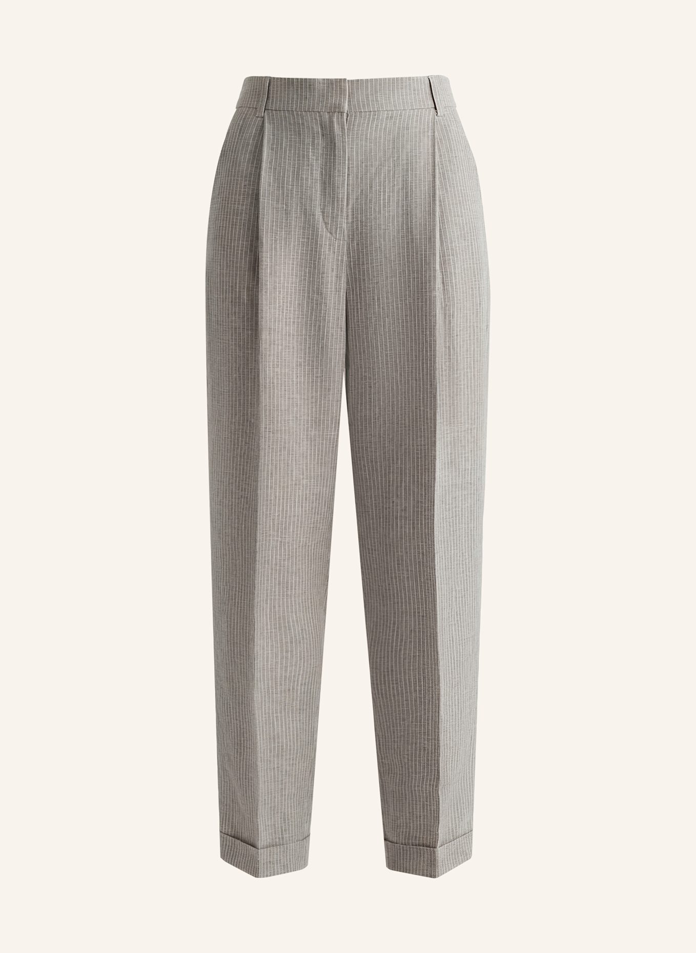 PINXIT Gestreifte Leinenhose: ECRU