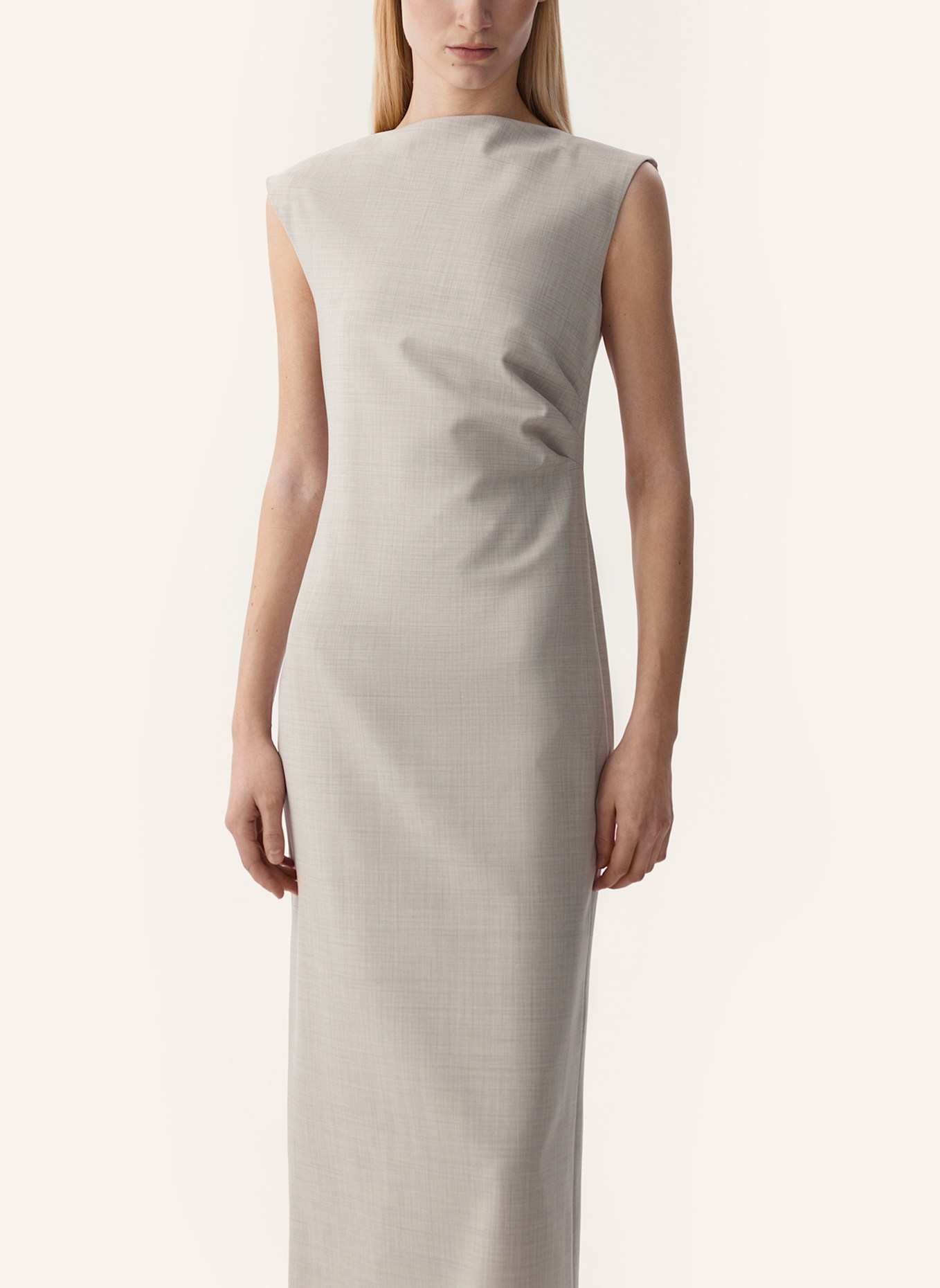 PINXIT Etuikleid mit Wolle: BEIGE