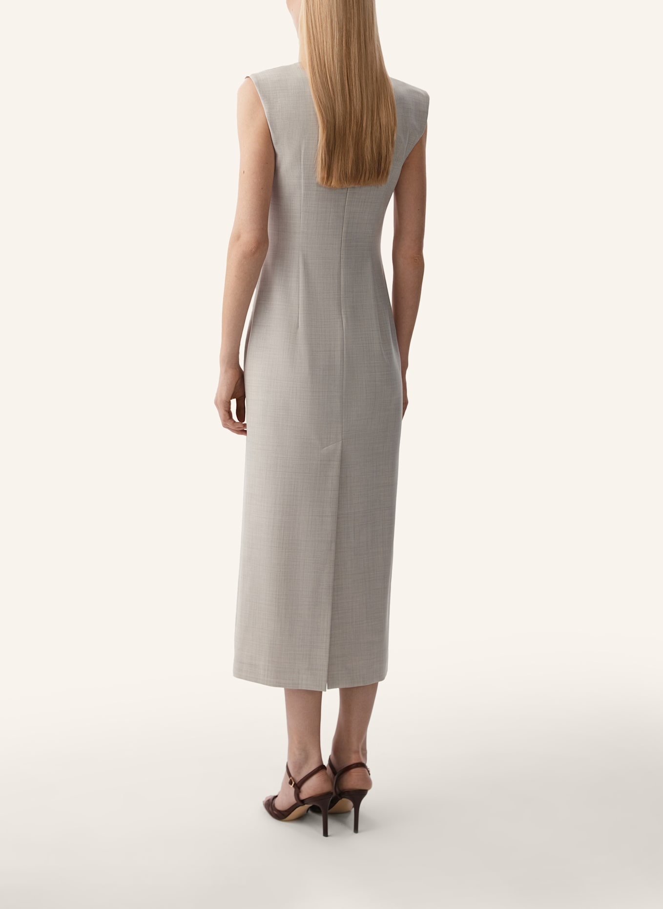 PINXIT Etuikleid mit Wolle: BEIGE