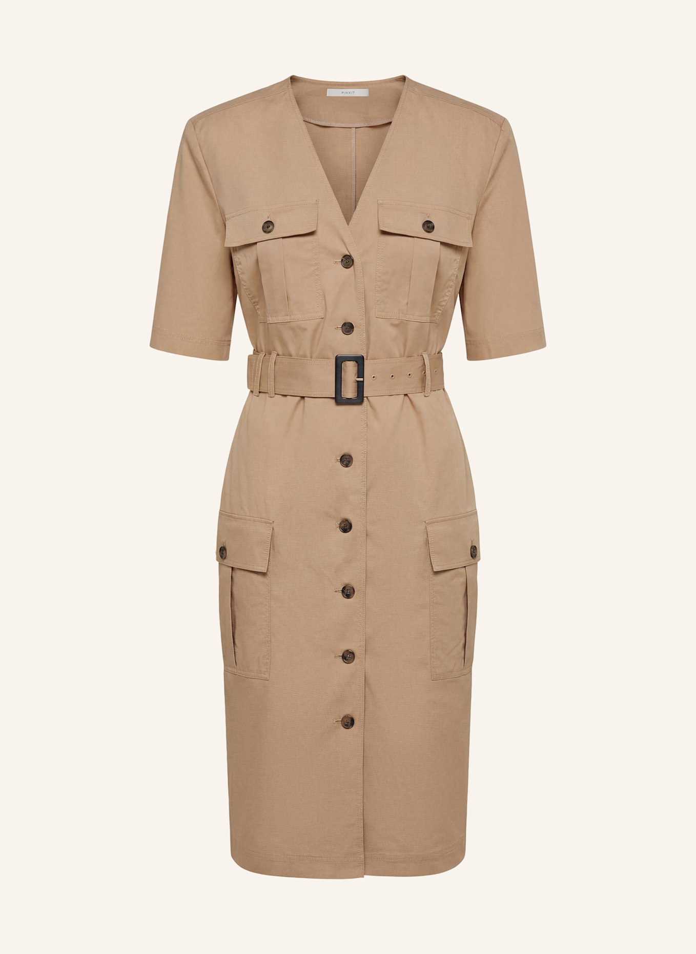 PINXIT Kleid mit Pattentaschen: BEIGE