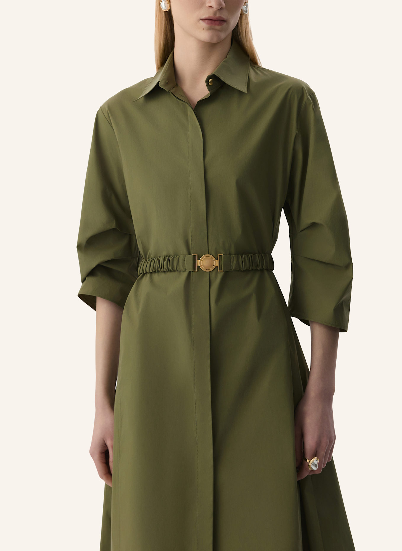 PINXIT Midi Hemdblusenkleid: KHAKI