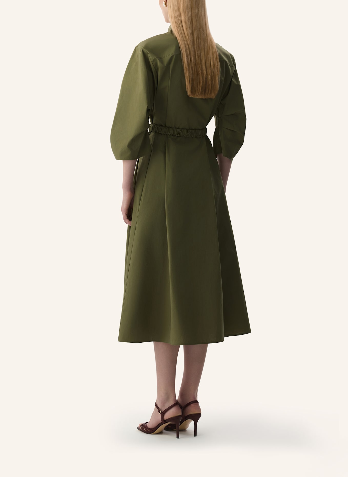 PINXIT Midi Hemdblusenkleid: KHAKI