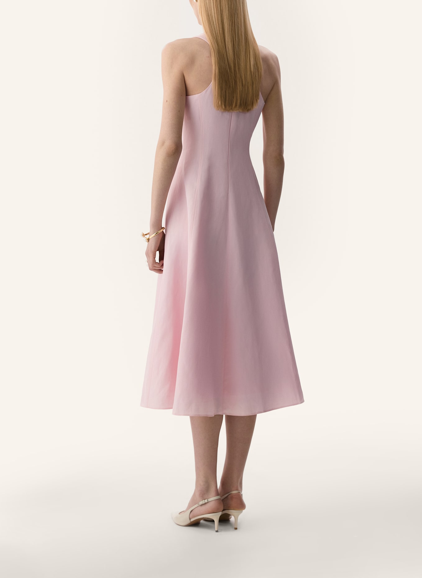 PINXIT Midikleid mit Leinen: PINK